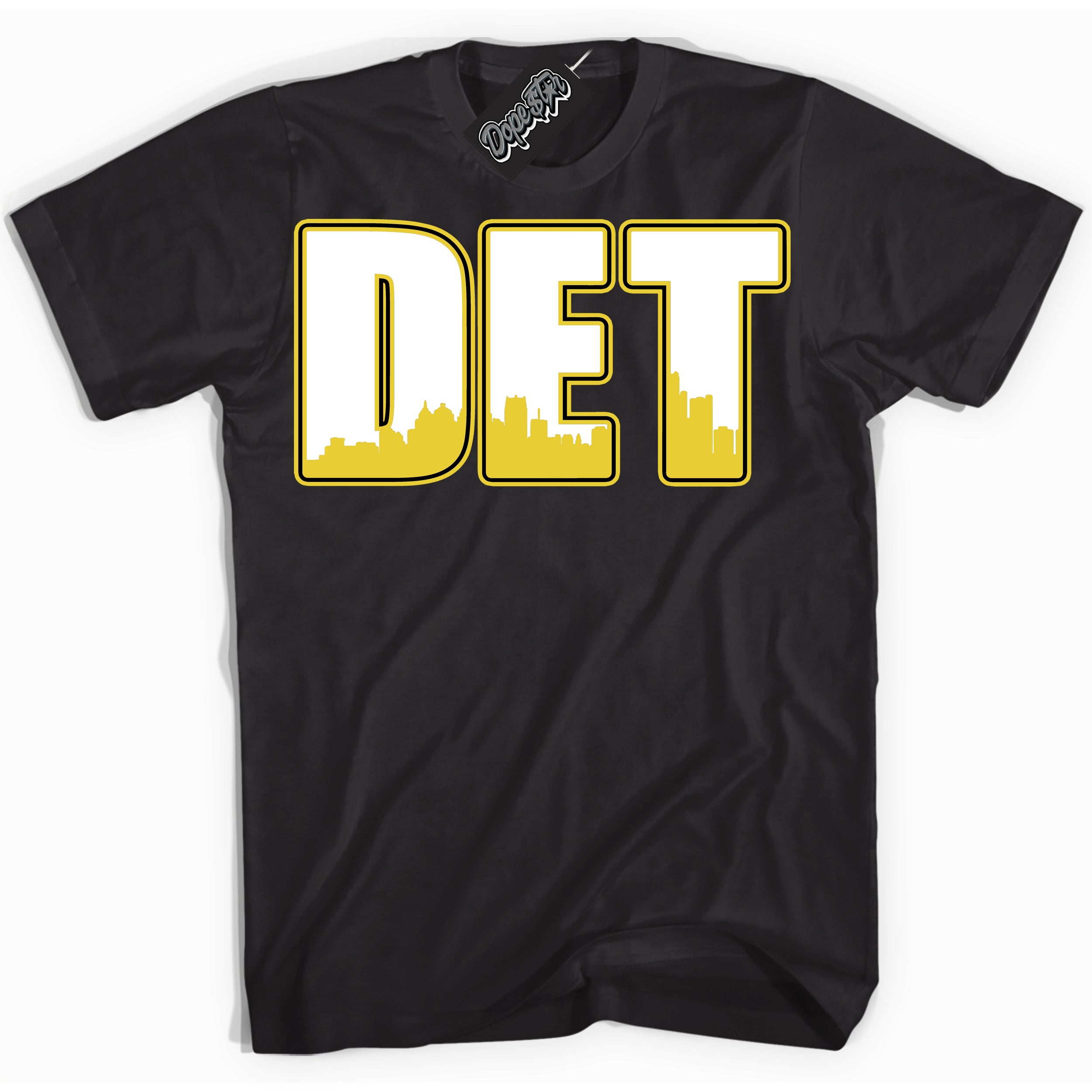 Cool Black Shirt with “ Detroit” design that perfectly matches Vivid Sulfur 4s Jordans.
