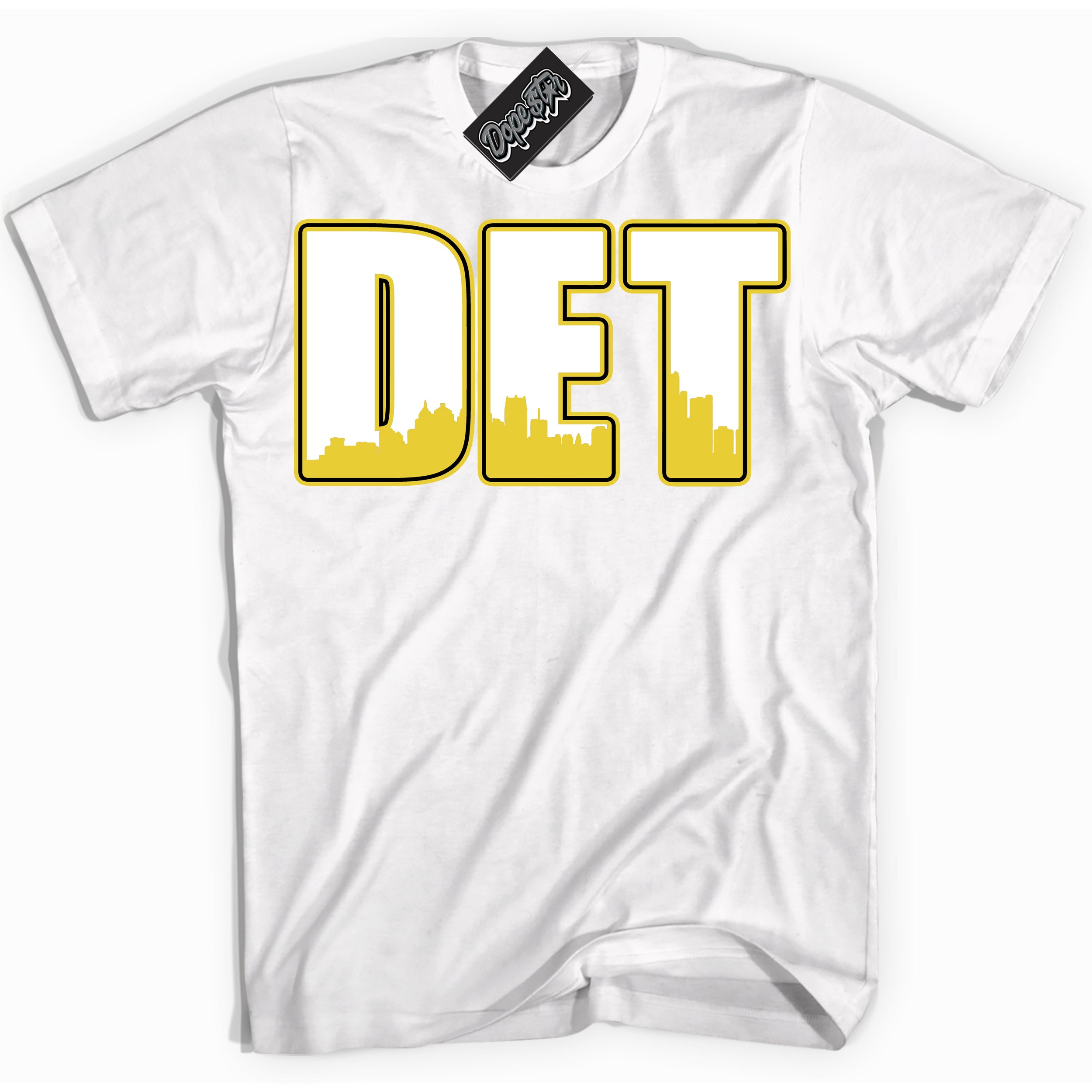 Cool White Shirt with “ Detroit” design that perfectly matches Vivid Sulfur 4s Jordans.
