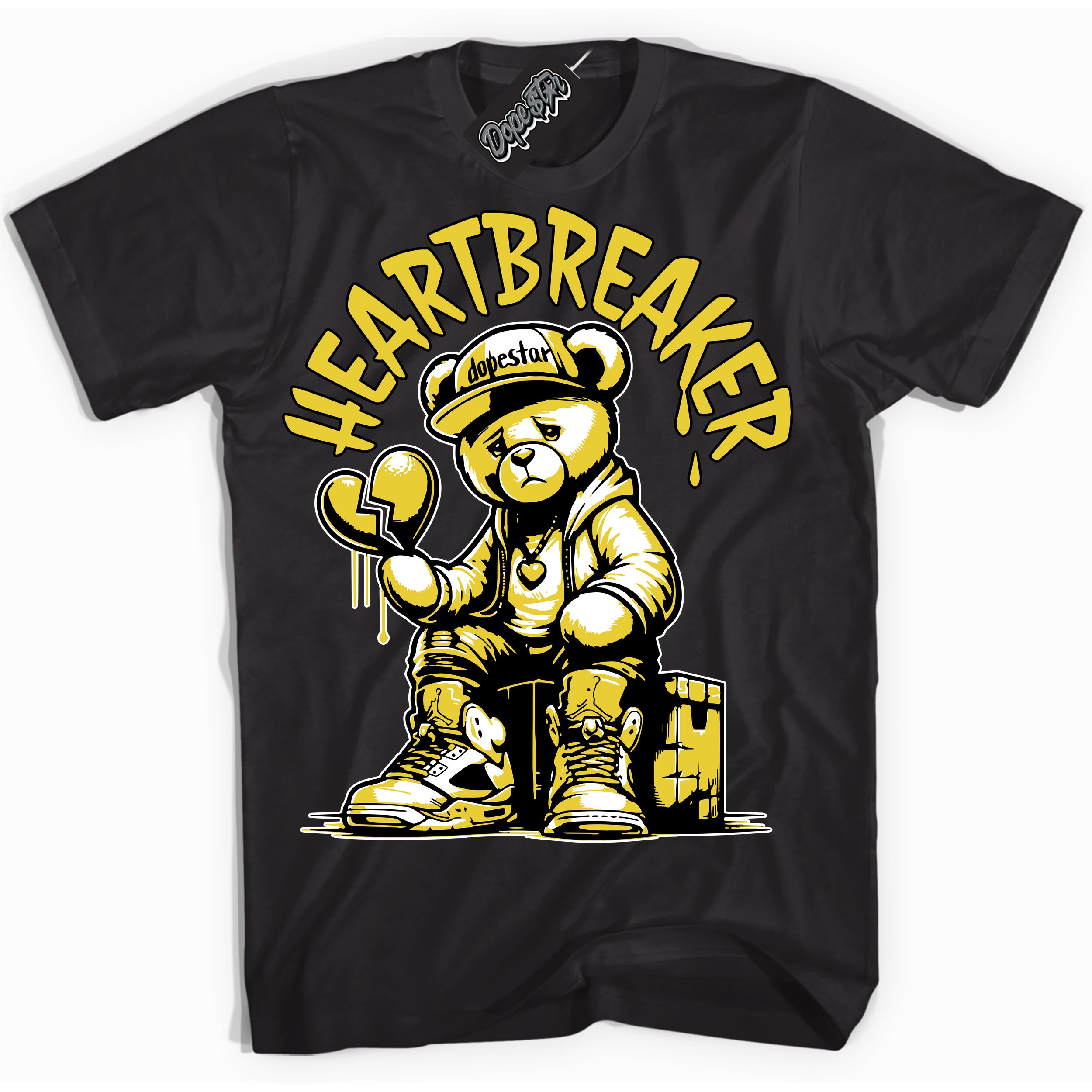 Cool Black Shirt with “ Heartbreaker Bear” design that perfectly matches Vivid Sulfur 4s Jordans.
