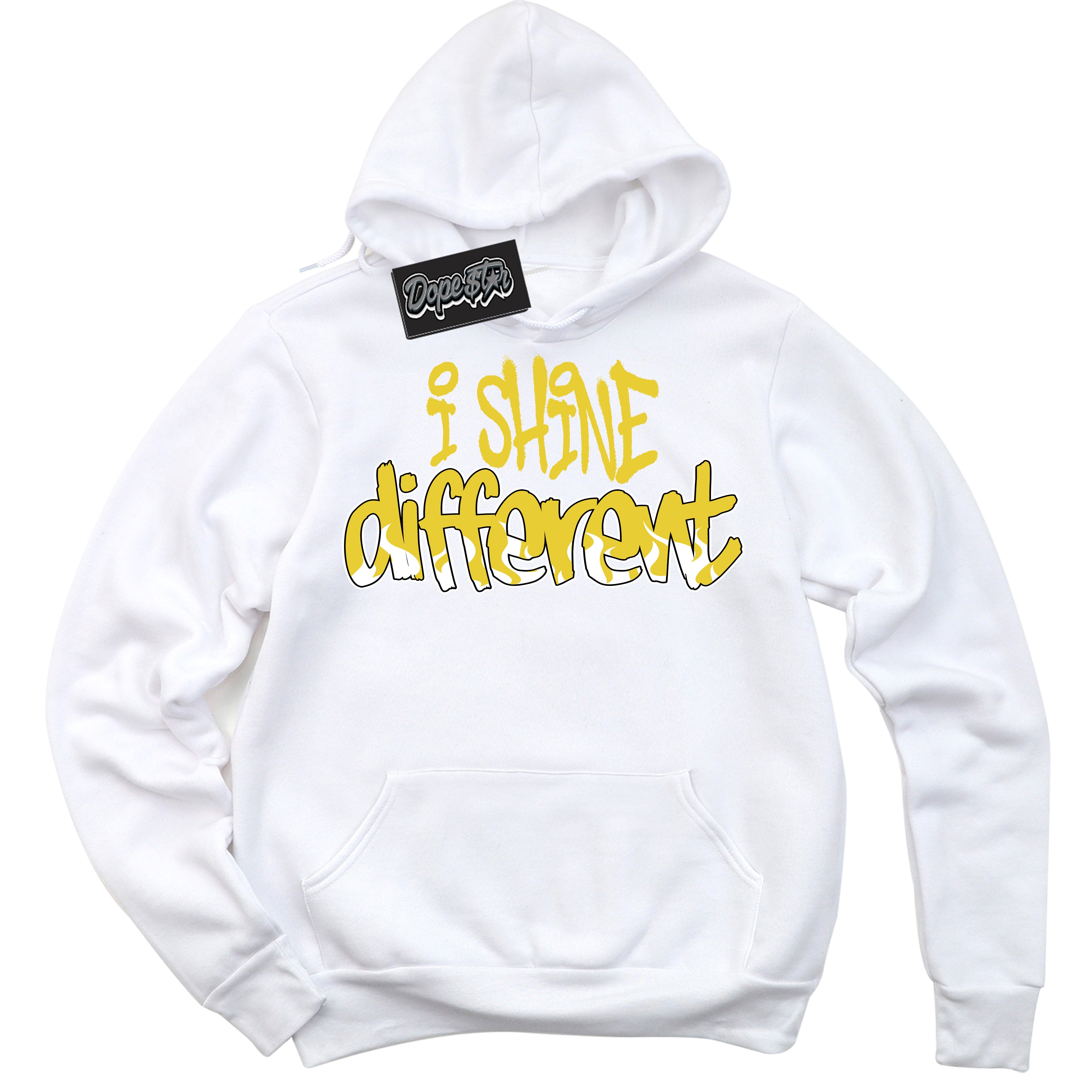 Cool White Hoodie with “ I Shine Different ”  design that Perfectly Matches Vivid Sulfur 4s Jordans.
