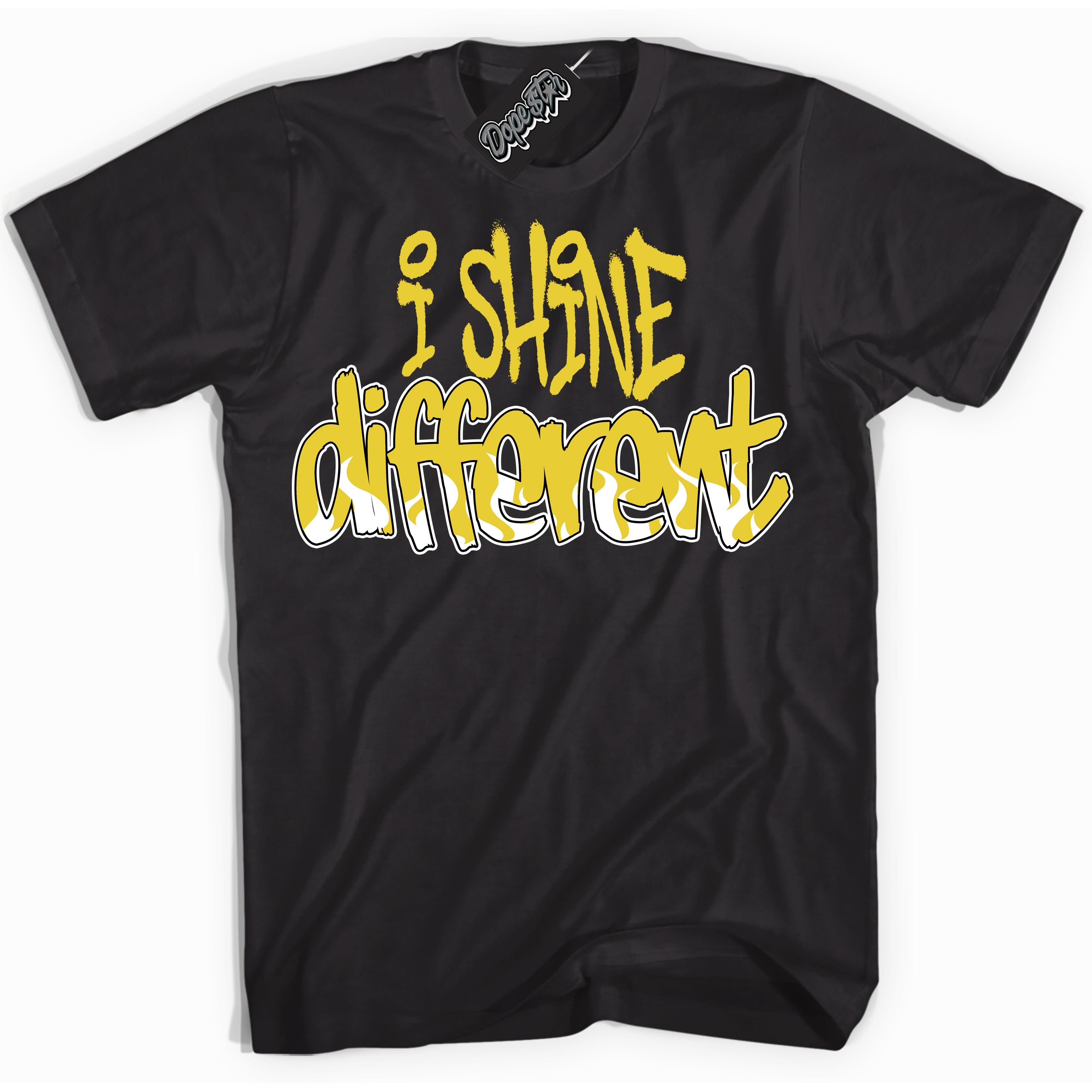 Cool Black Shirt with “ I Shine Different” design that perfectly matches Vivid Sulfur 4s Jordans.
