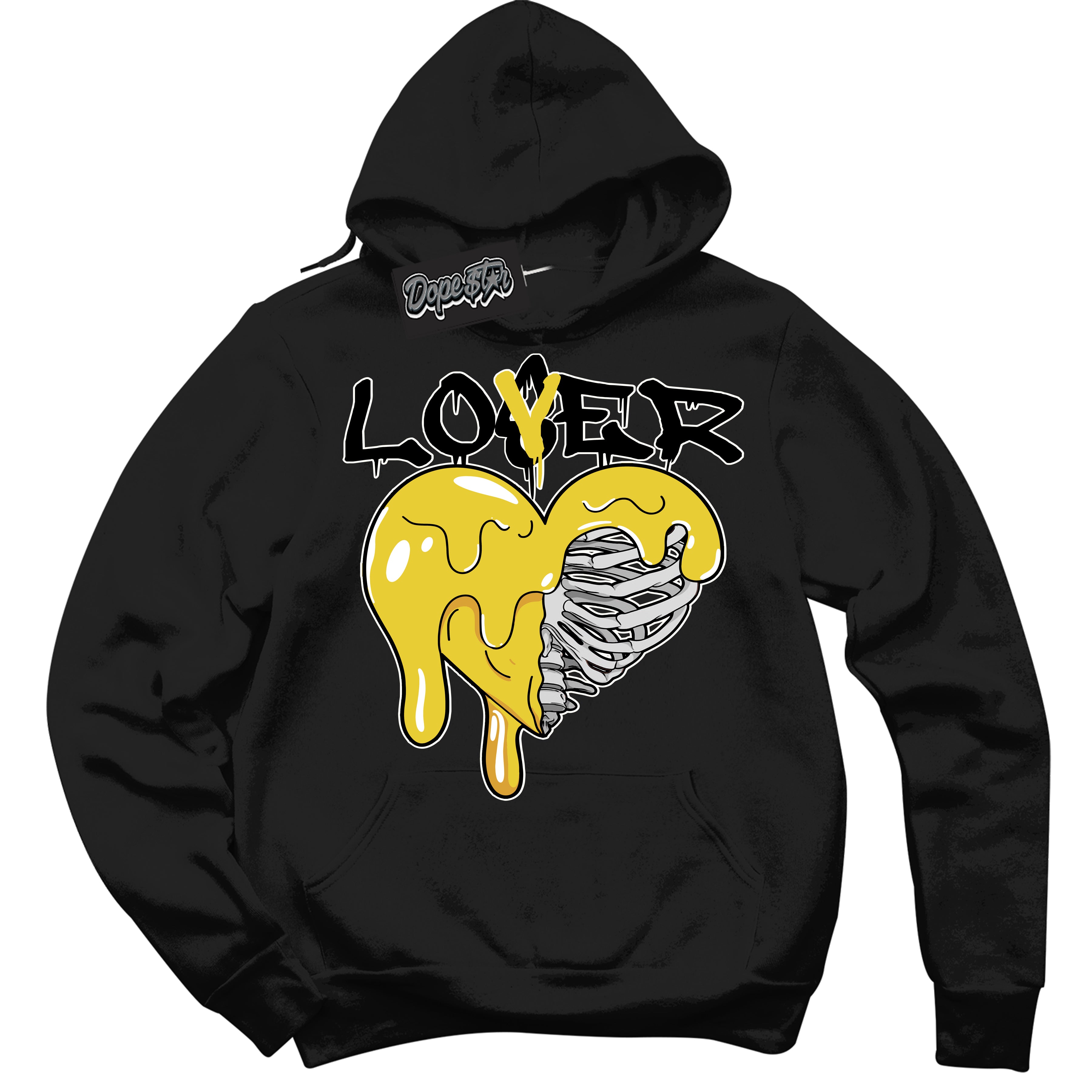 Cool Black Hoodie with “ Lover Loser ”  design that Perfectly Matches Vivid Sulfur 4s Jordans.
