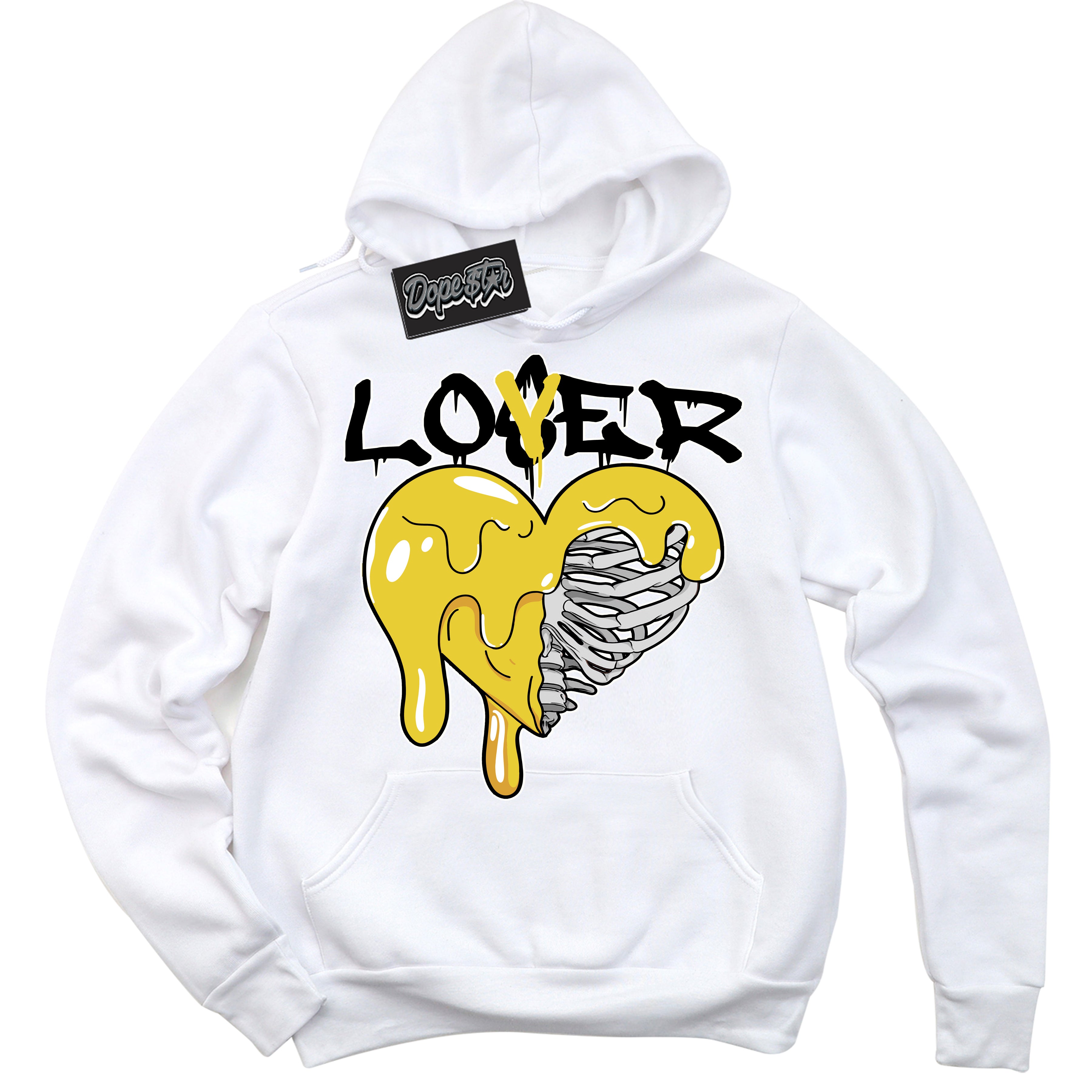 Cool White Hoodie with “ Lover Loser ”  design that Perfectly Matches Vivid Sulfur 4s Jordans.
