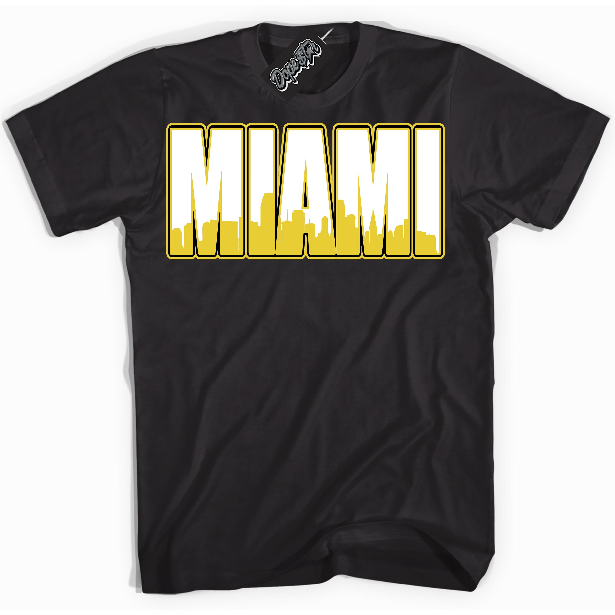 Cool Black Shirt with “ Miami” design that perfectly matches Vivid Sulfur 4s Jordans.