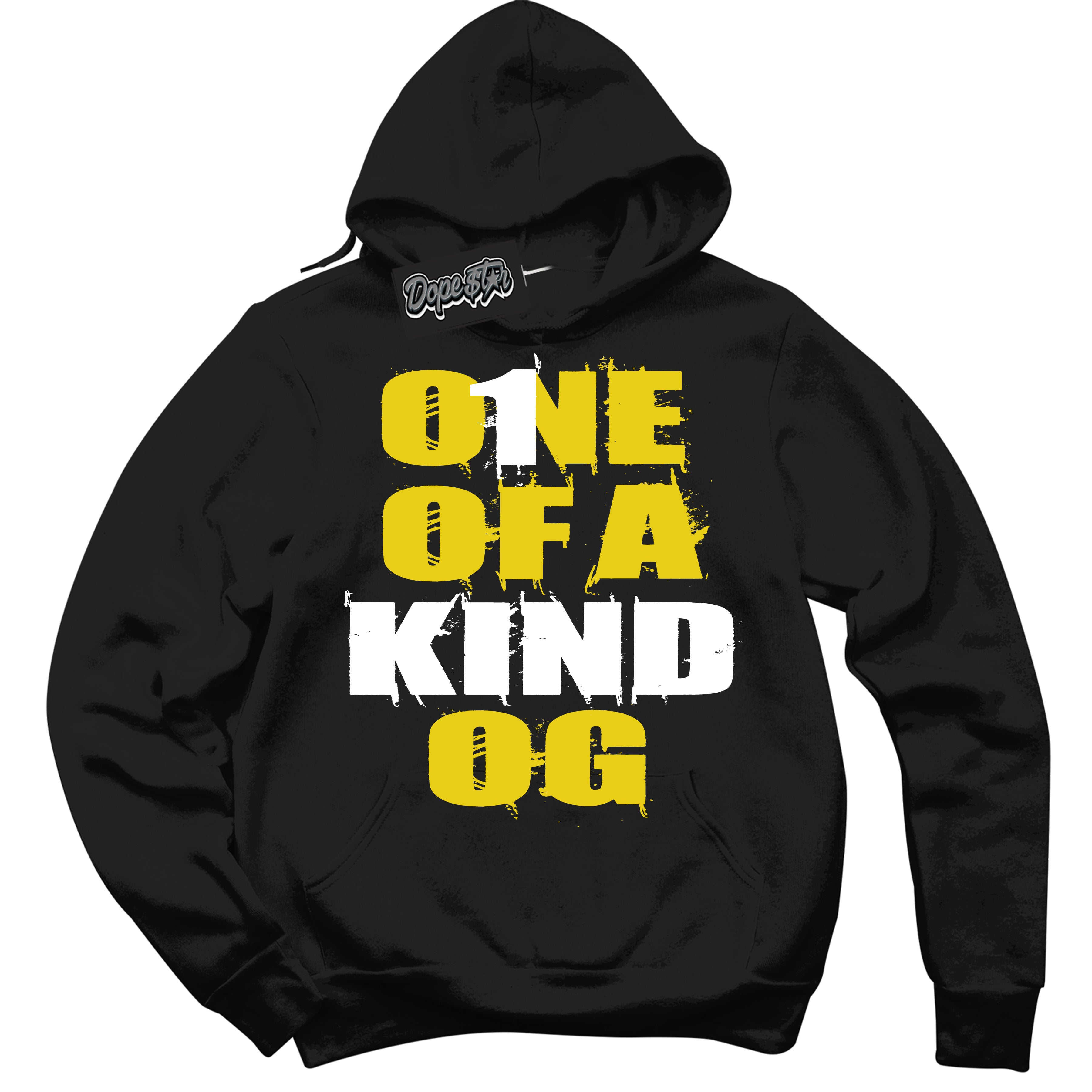 Cool Black Hoodie with “ One Of A Kind ”  design that Perfectly Matches Vivid Sulfur 4s Jordans.
