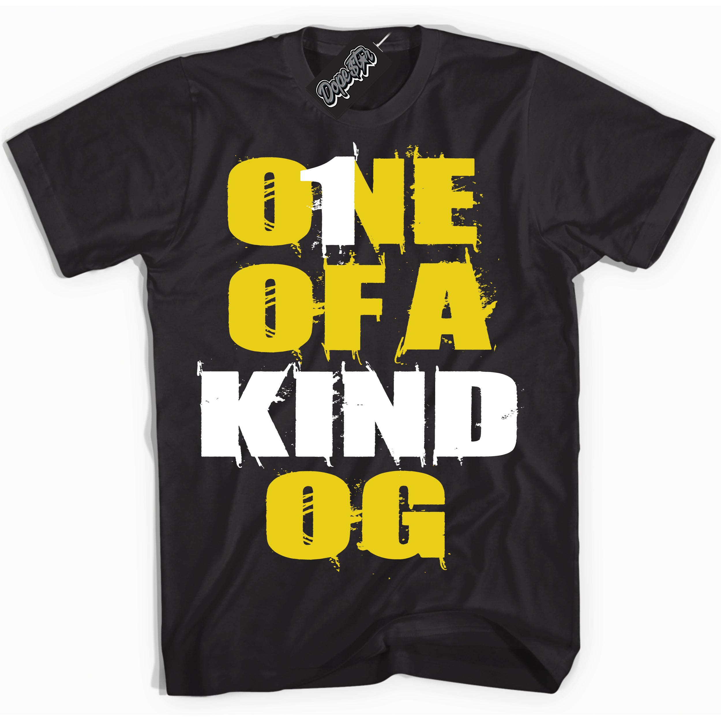 Cool Black Shirt with “ One Of A Kind” design that perfectly matches Vivid Sulfur 4s Jordans.
