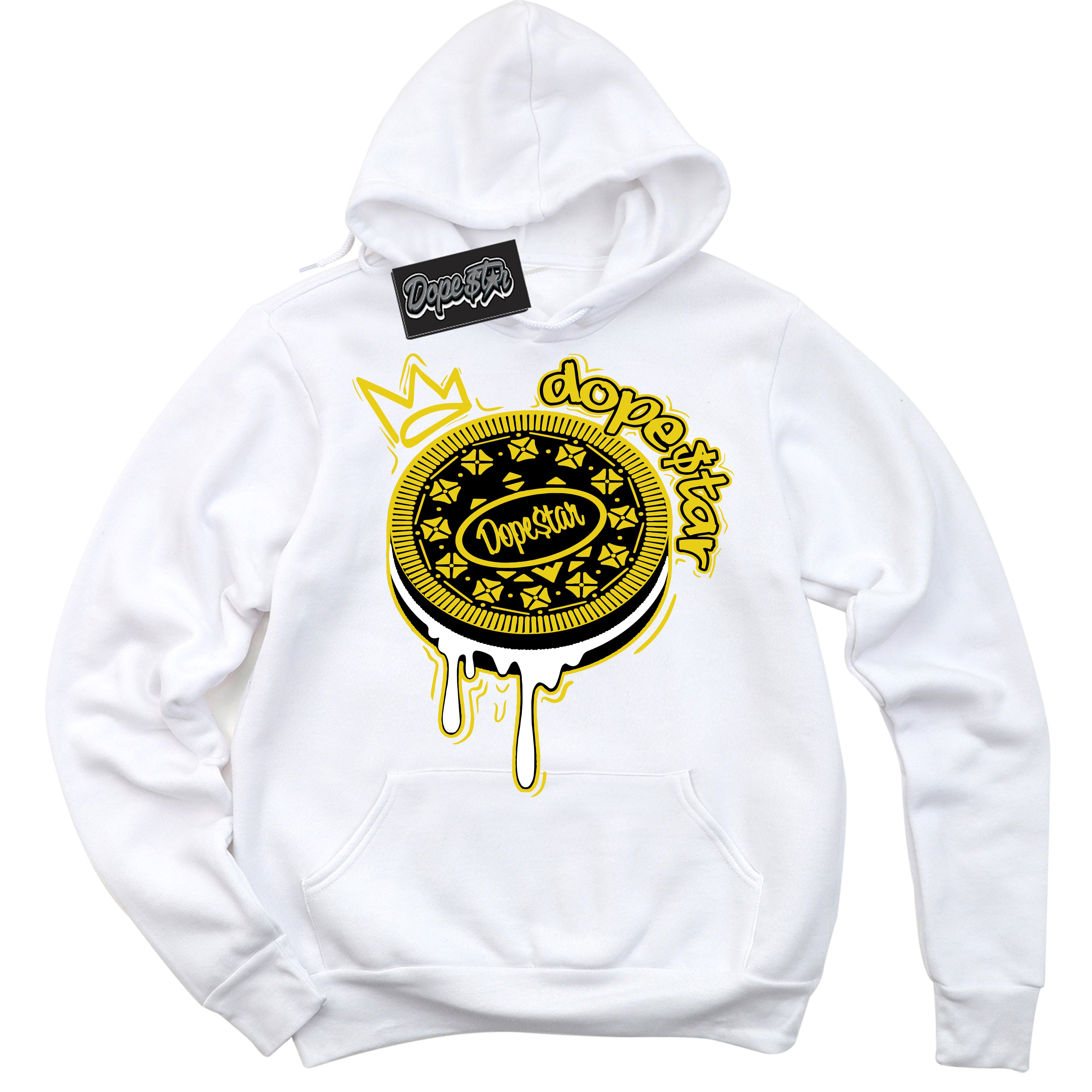 Cool White Hoodie with “ Oreo DS ”  design that Perfectly Matches Vivid Sulfur 4s Jordans.
