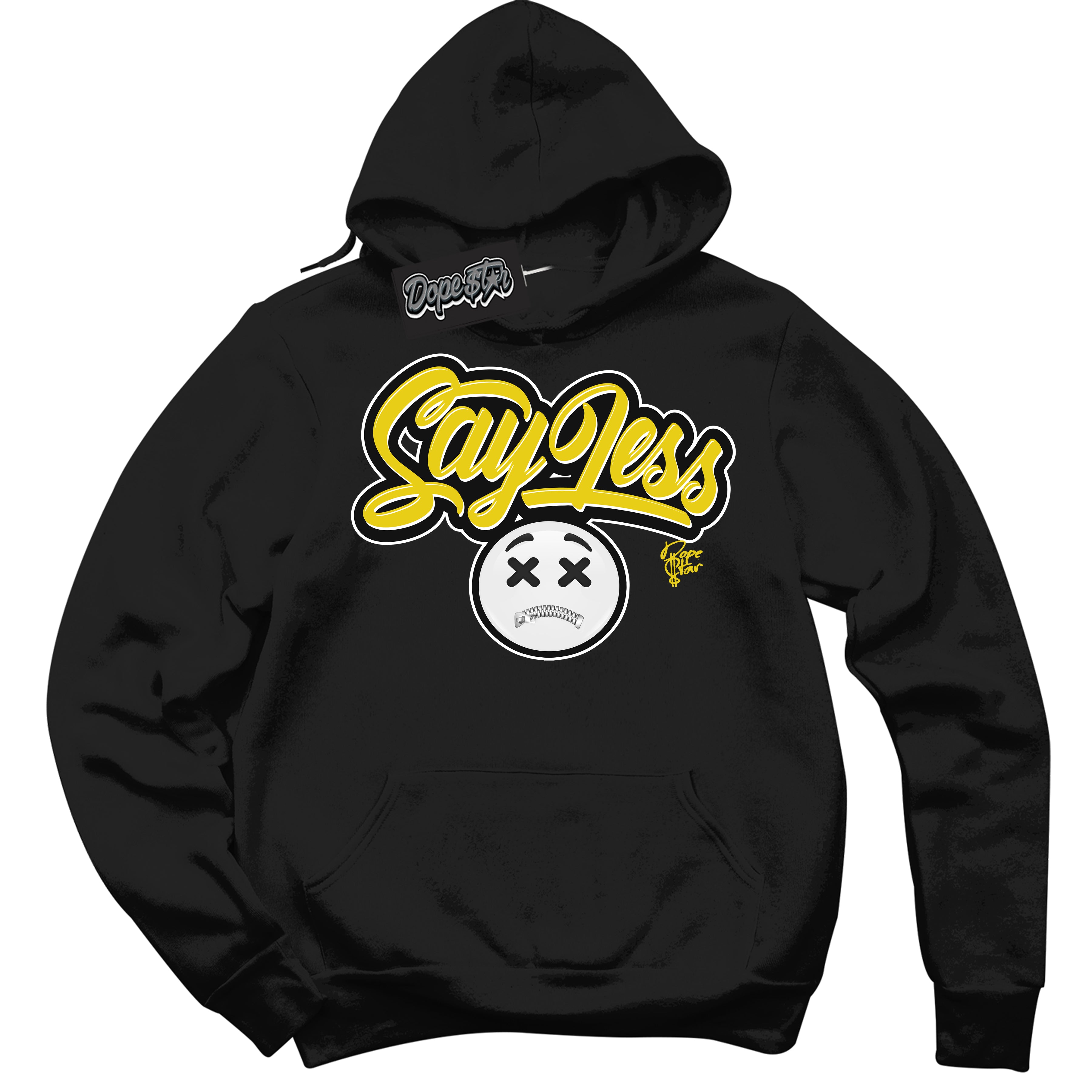 Cool Black Hoodie with “ Say Less ”  design that Perfectly Matches Vivid Sulfur 4s Jordans.
