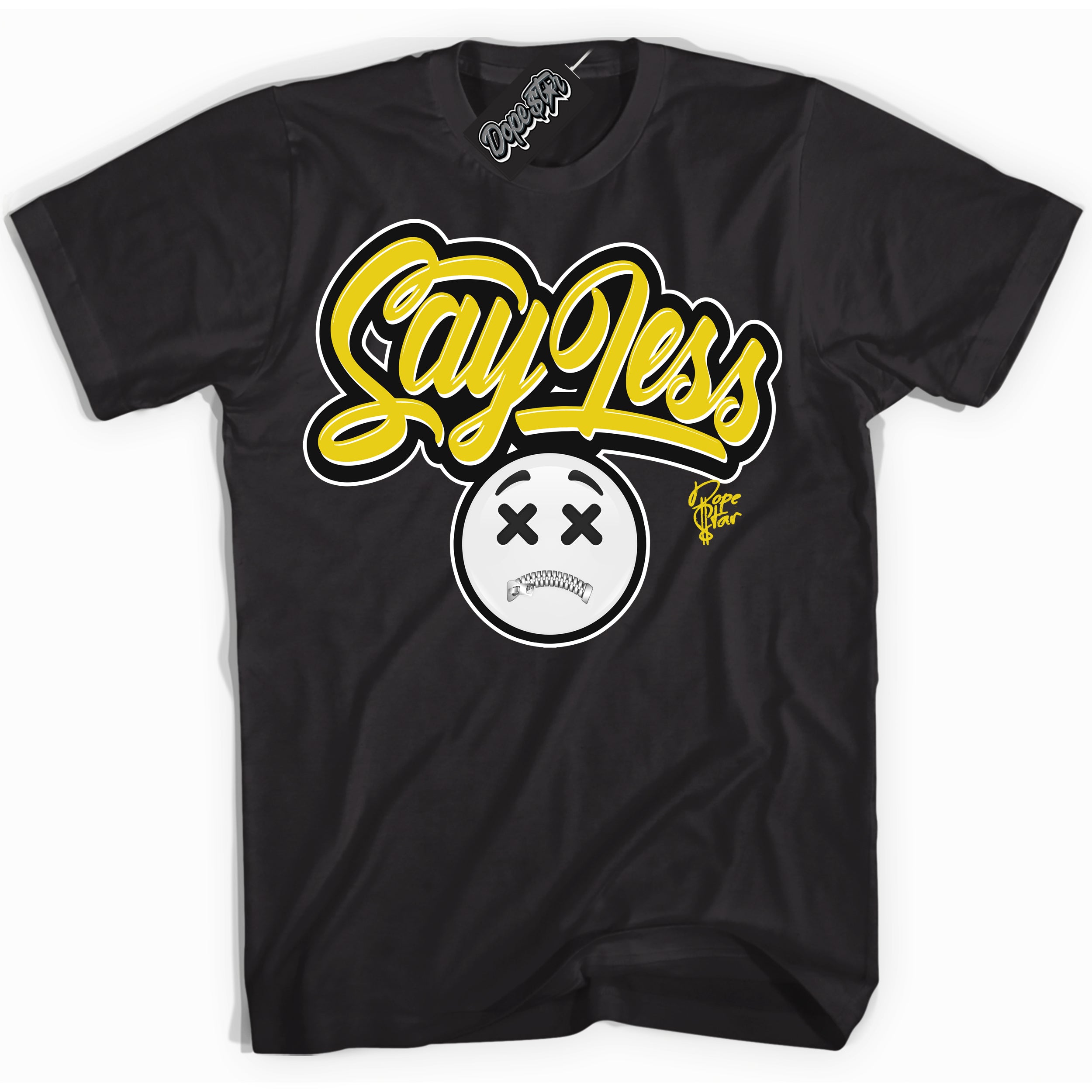 Cool Black Shirt with “ Say Less” design that perfectly matches Vivid Sulfur 4s Jordans.
