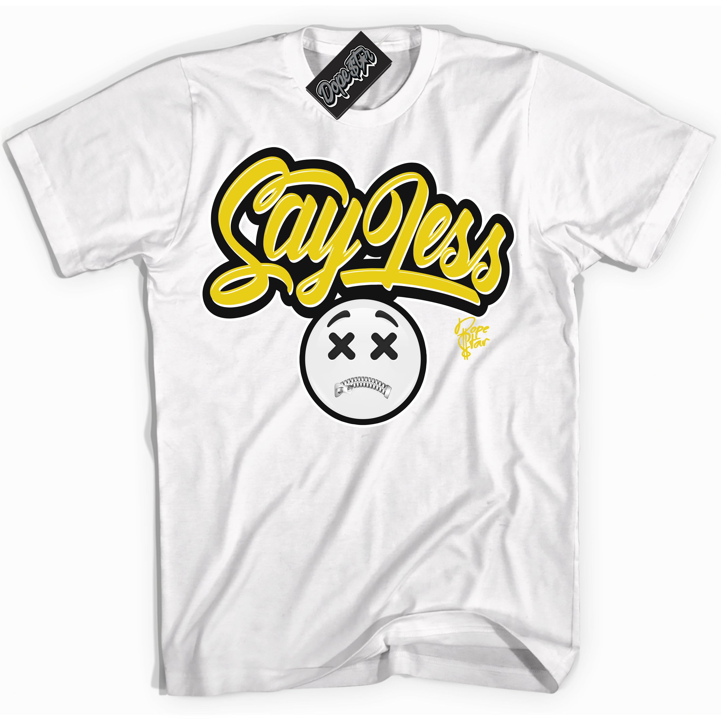 Cool White Shirt with “ Say Less” design that perfectly matches Vivid Sulfur 4s Jordans.
