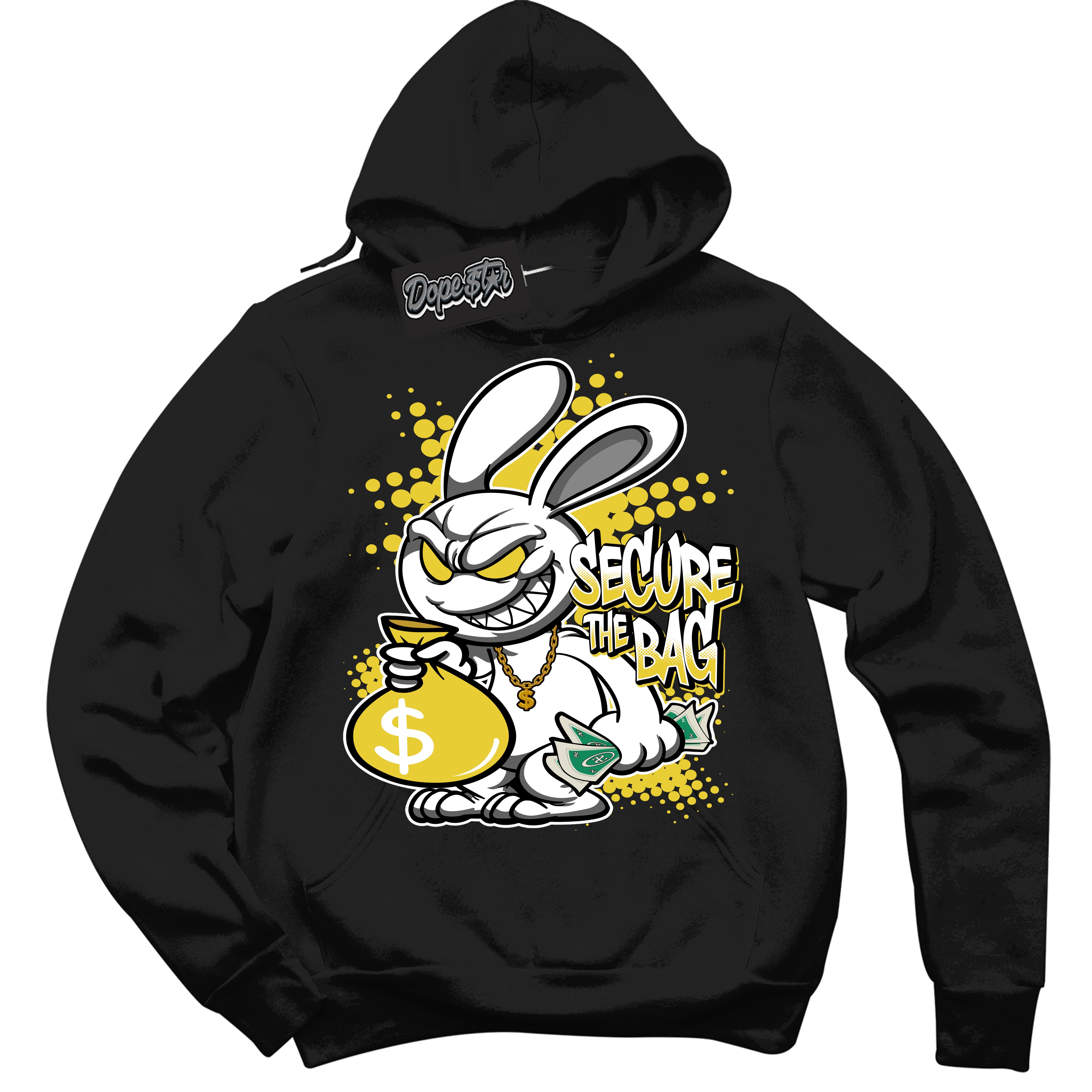 Cool Black Hoodie with “ Secure The Bag ”  design that Perfectly Matches Vivid Sulfur 4s Jordans.
