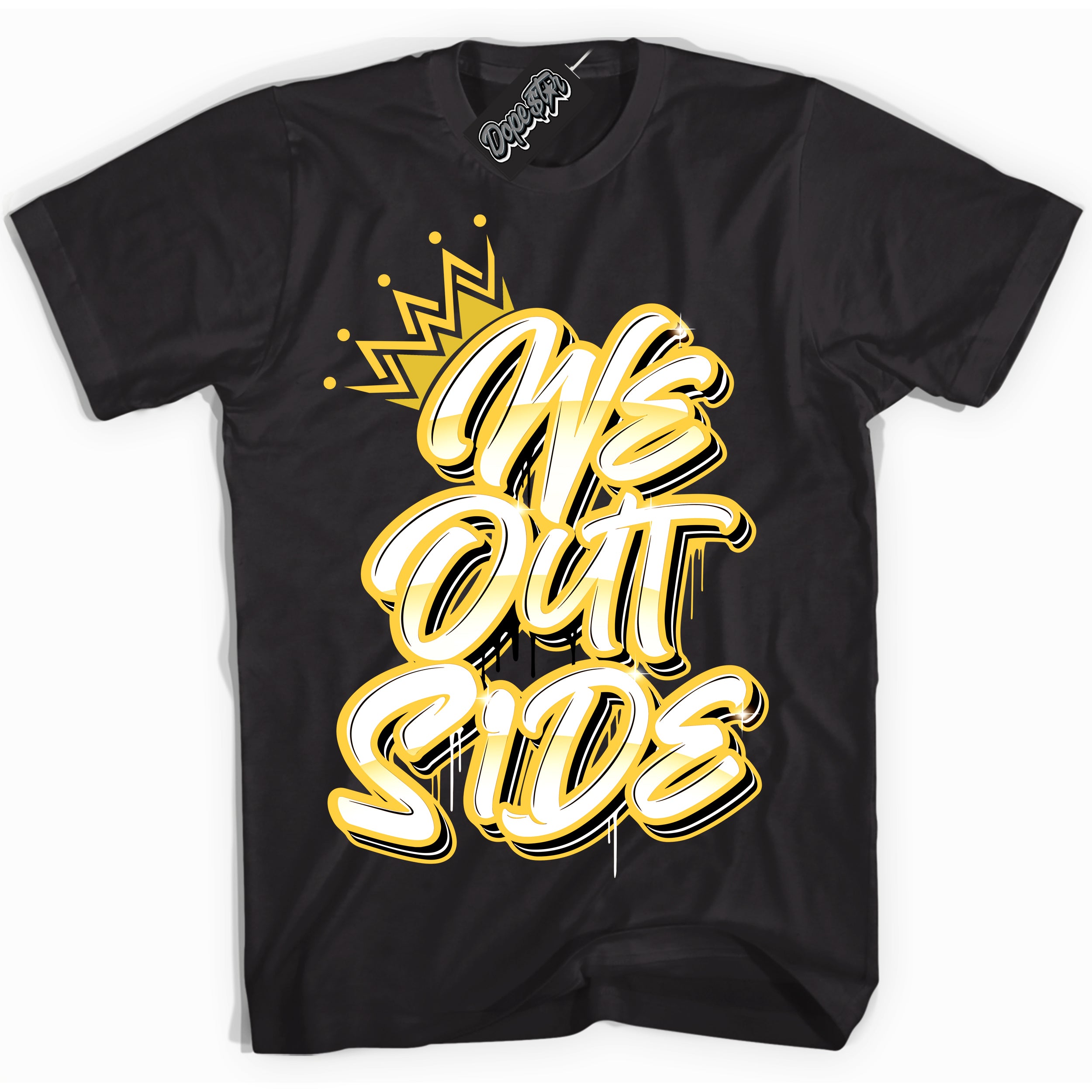 Cool Black Shirt with “ We Outside” design that perfectly matches Vivid Sulfur 4s Jordans.
