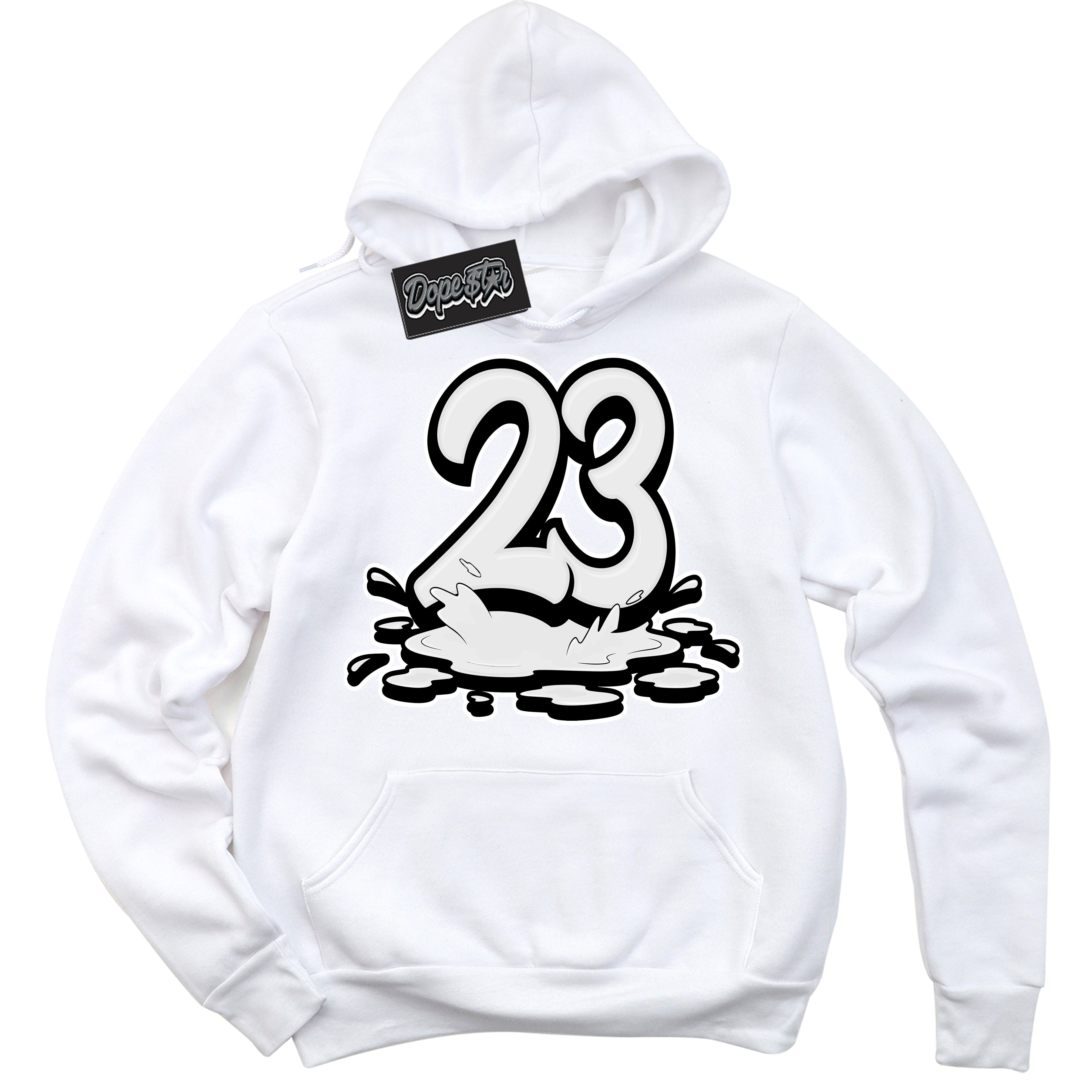 Cool White Hoodie with “23 Melting” design that Perfectly Matches White Thunder 4s Jordans.