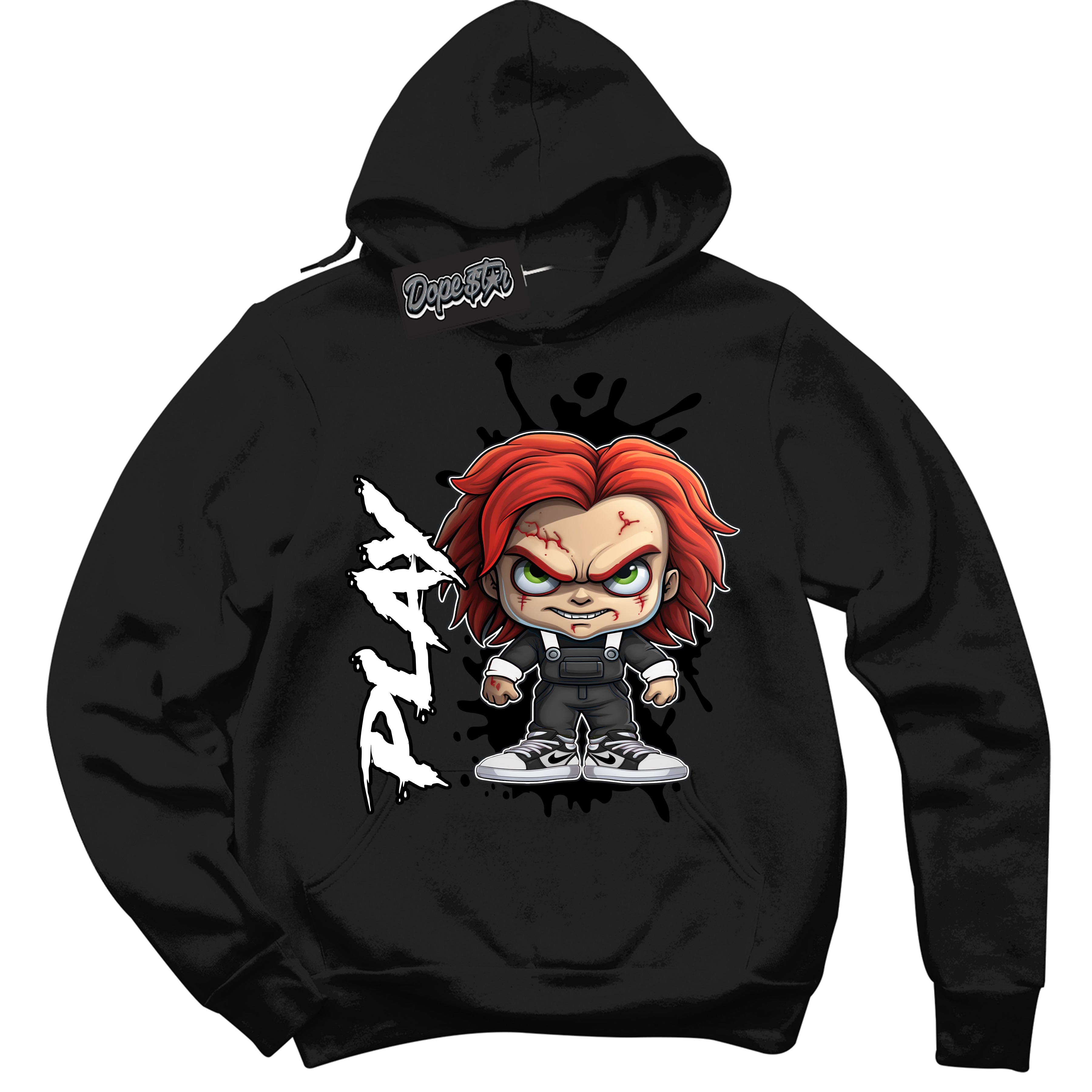 Cool Black Hoodie with “Play” design that Perfectly Matches White Thunder 4s Jordans.