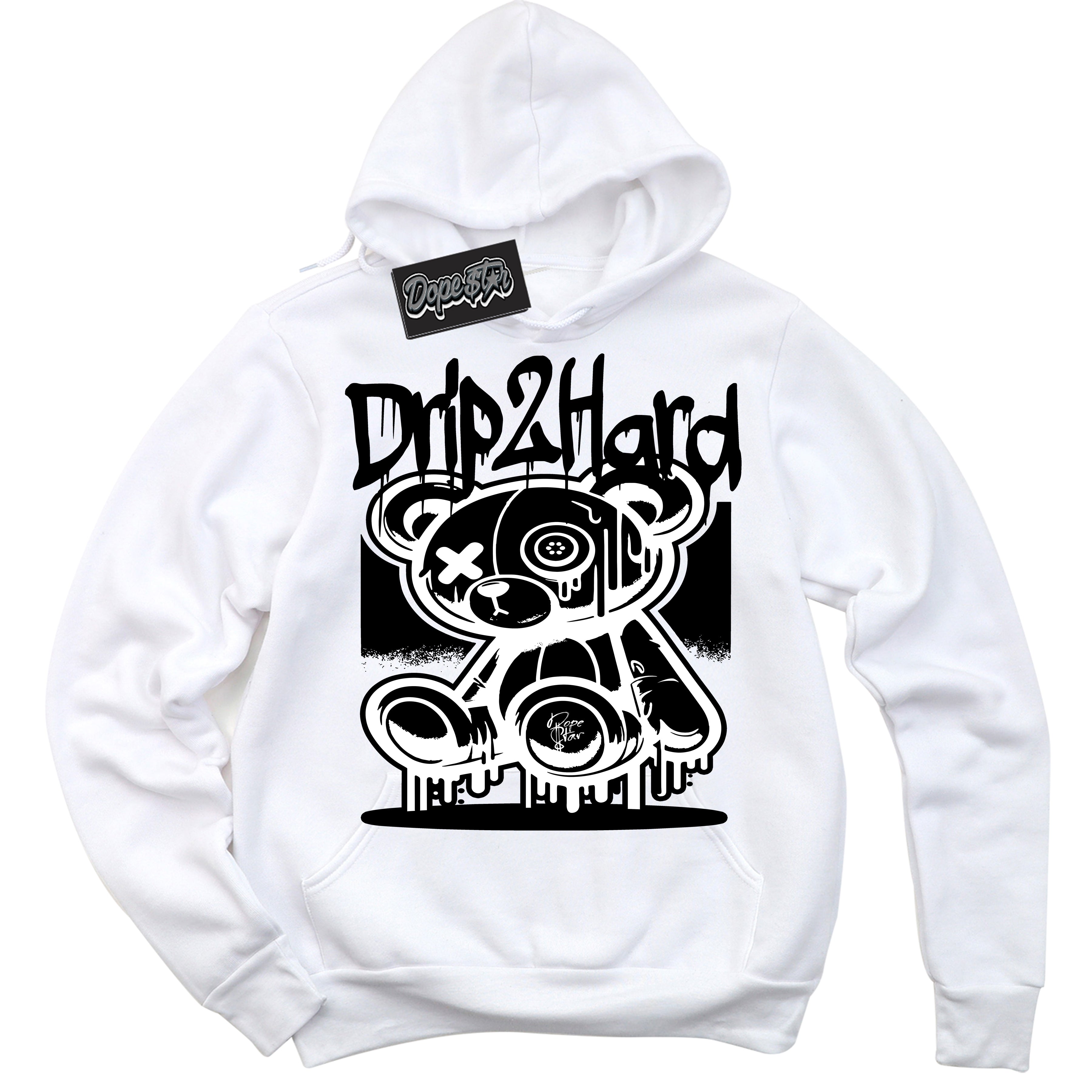 Cool White Hoodie with “Drip 2 Hard” design that Perfectly Matches White Thunder 4s Jordans.