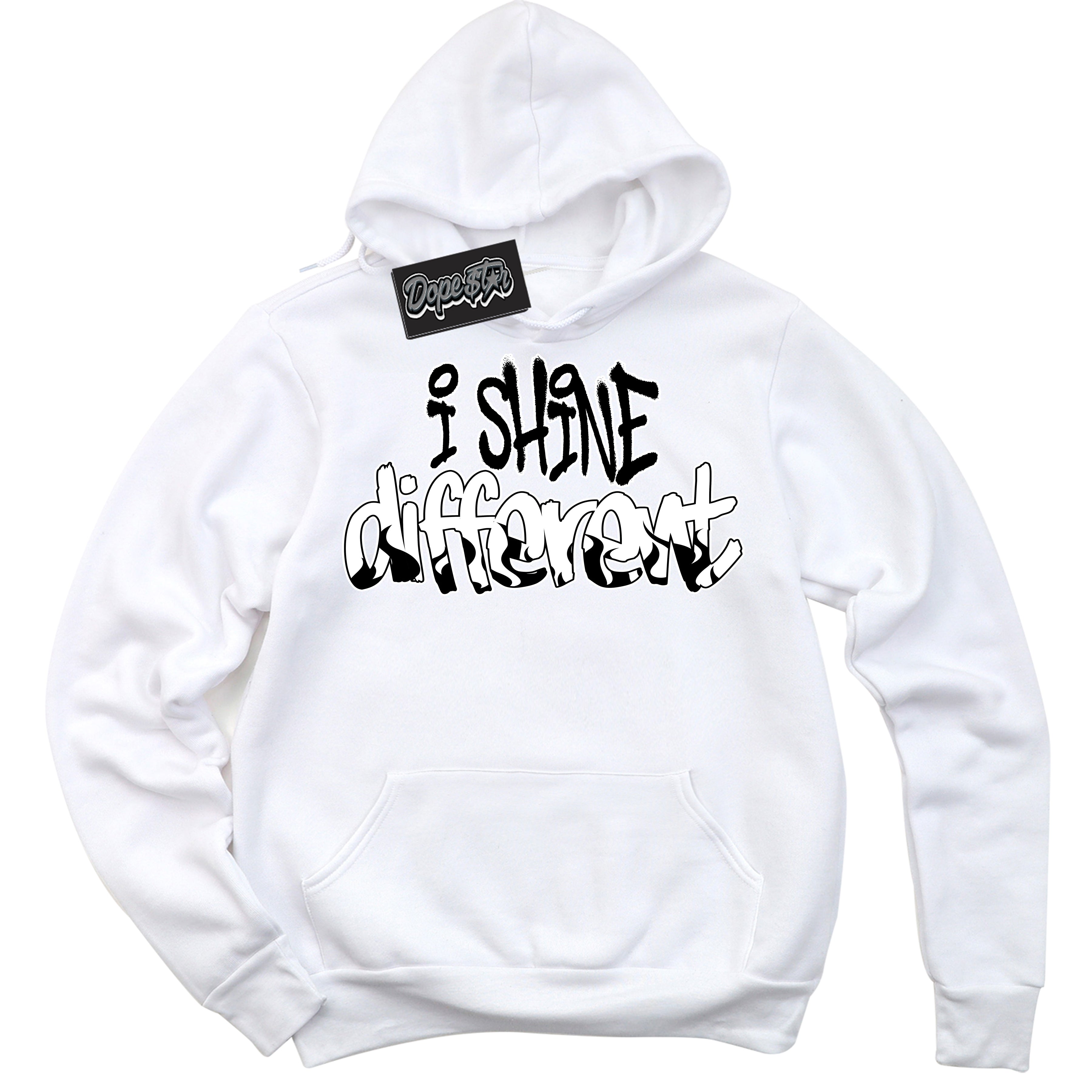 Cool White Hoodie with “I Shine Different” design that Perfectly Matches White Thunder 4s Jordans.