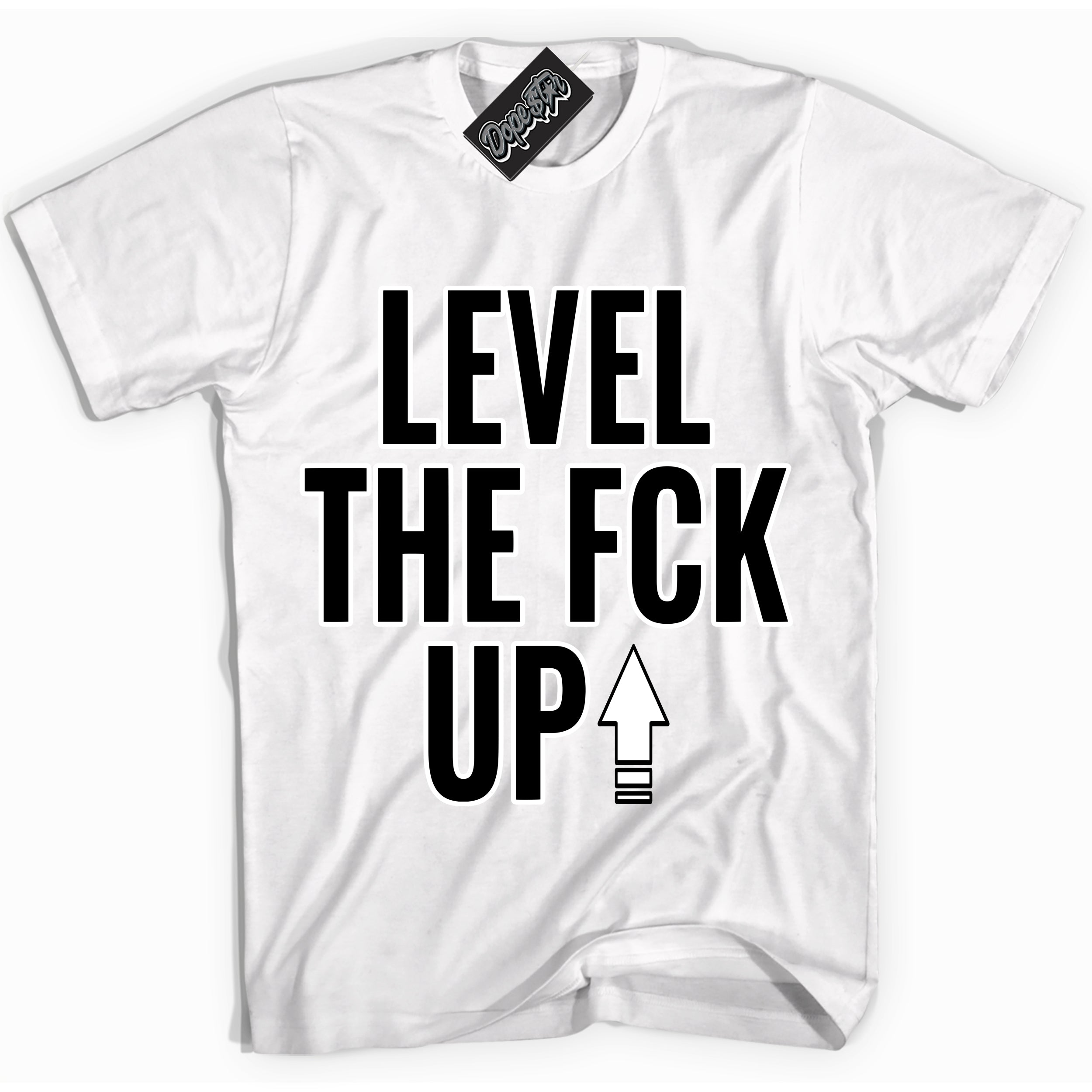 Cool White Shirt with “Level The Fck Up” design that perfectly matches the White Thunder 4s Jordans.