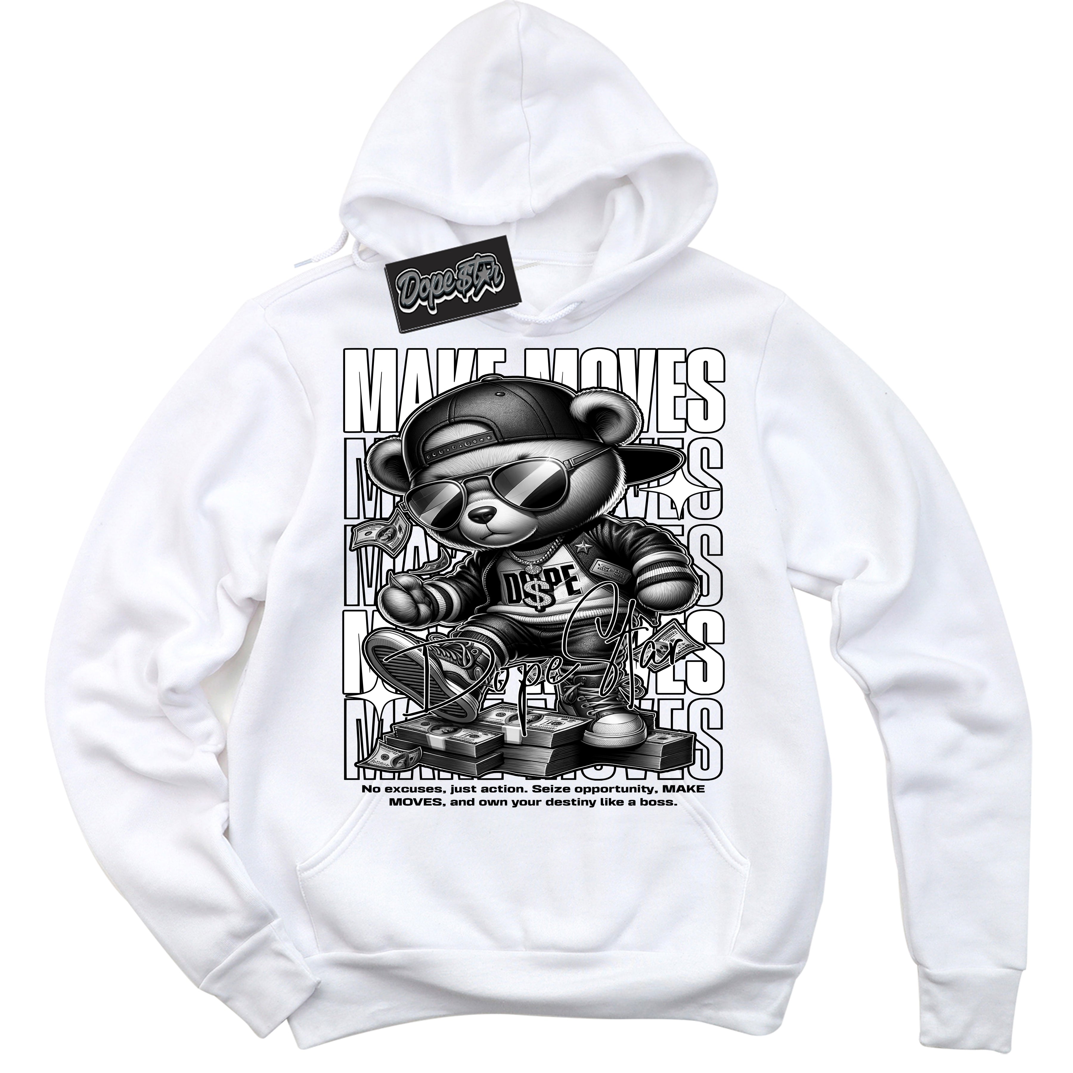 Cool White Hoodie with “Make Moves” design that Perfectly Matches White Thunder 4s Jordans.