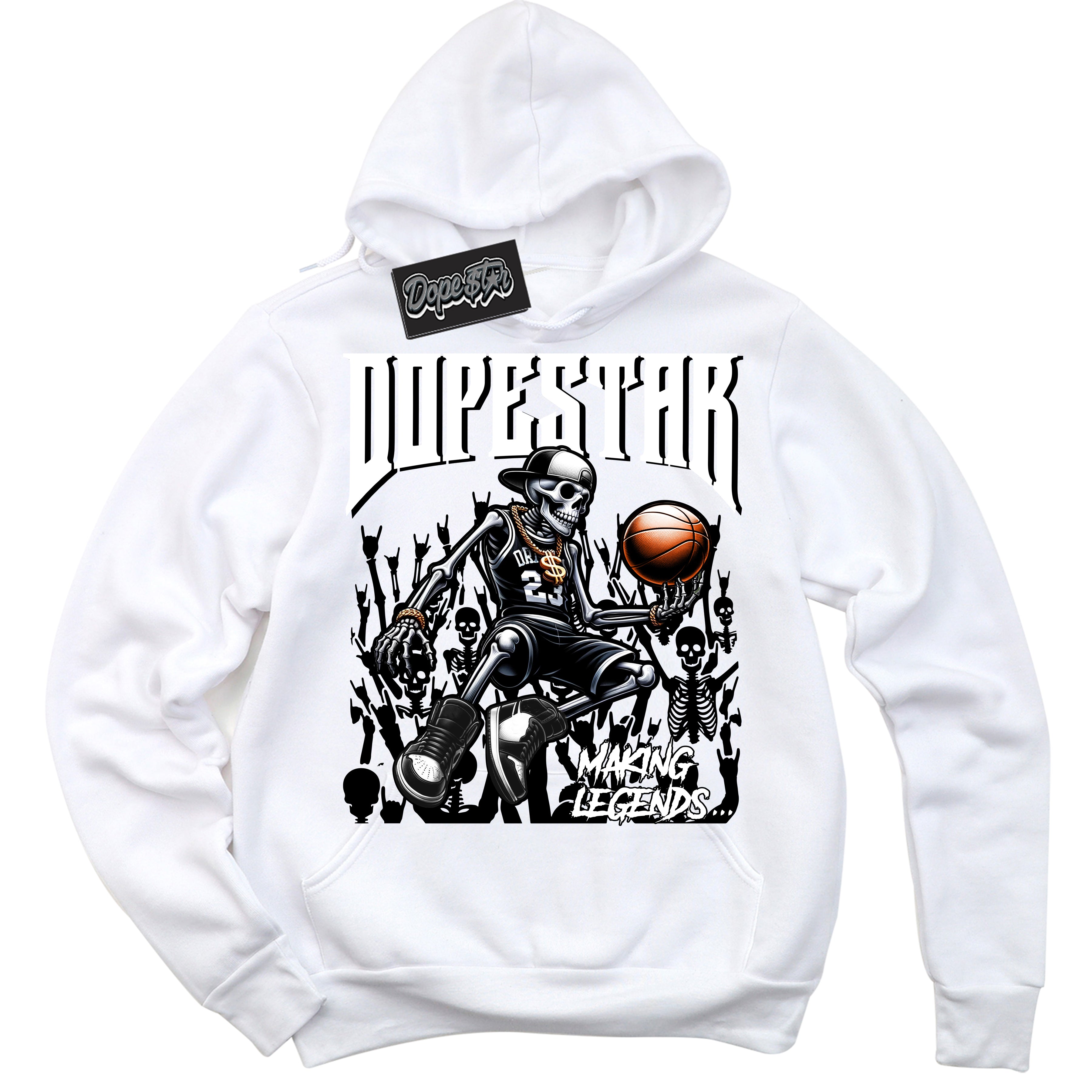 Cool White Hoodie with “Making Legends” design that Perfectly Matches White Thunder 4s Jordans.