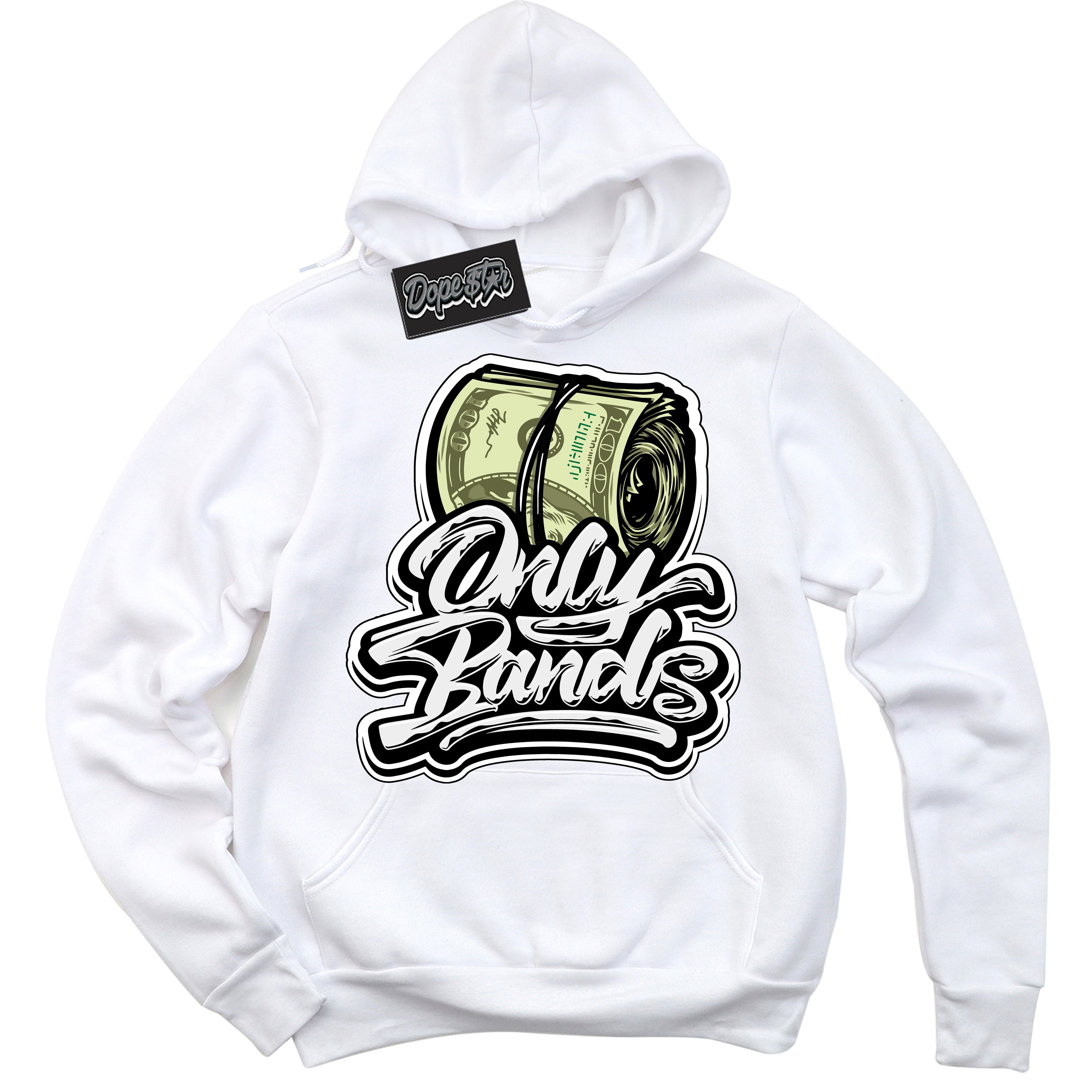 Cool White Hoodie with “Only Bands” design that Perfectly Matches White Thunder 4s Jordans.