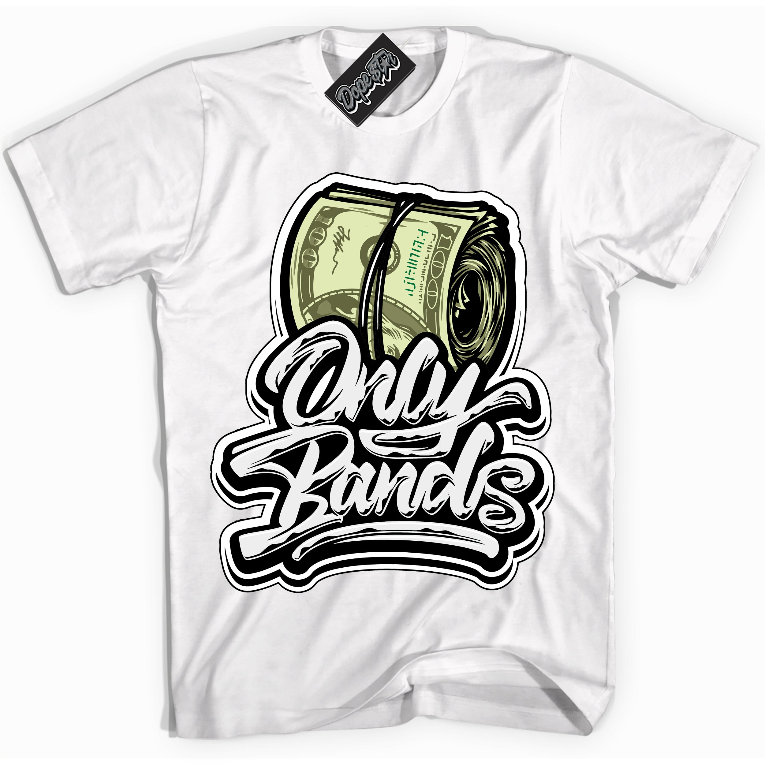 Cool White Shirt with “Only Bands” design that perfectly matches the White Thunder 4s Jordans.