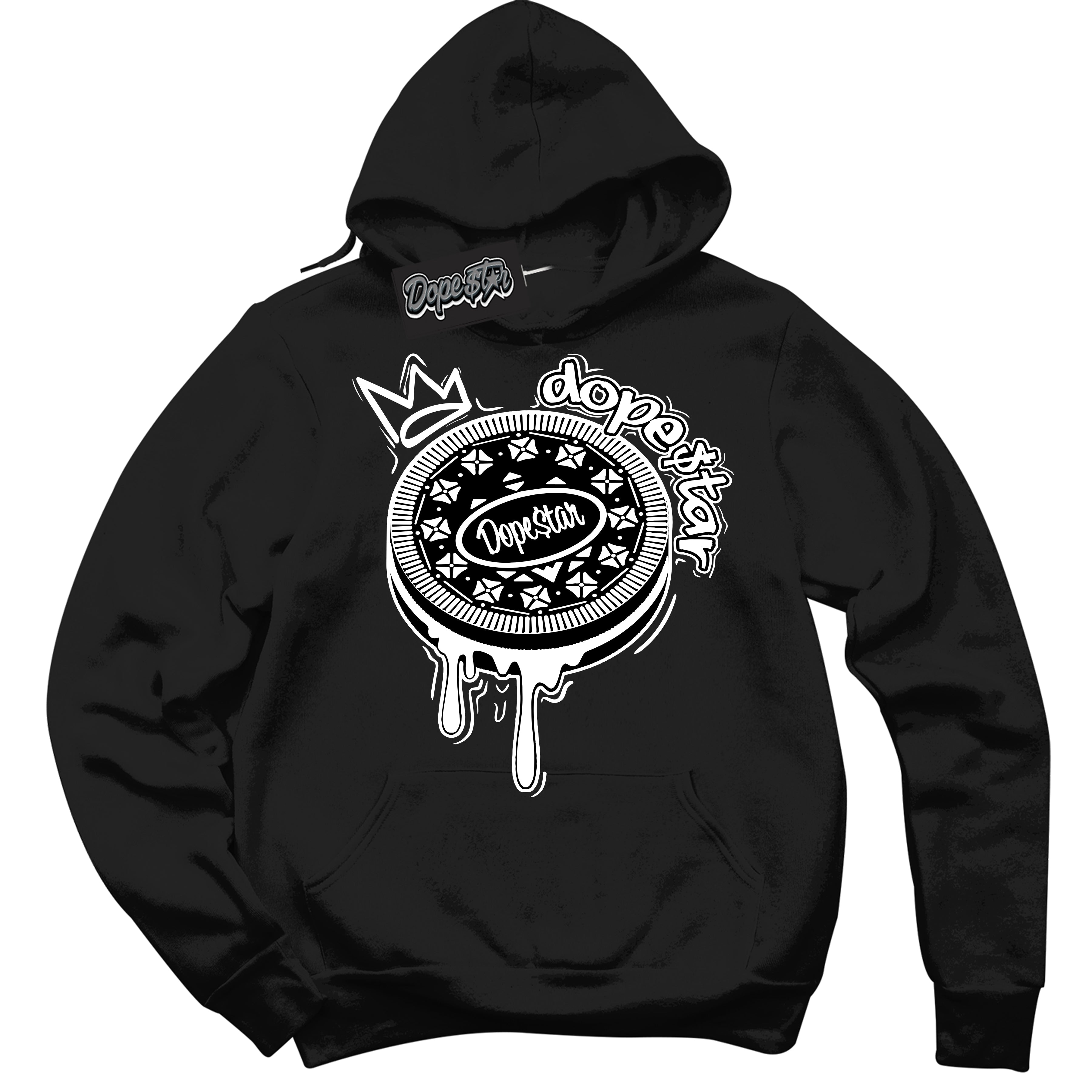 Cool Black Hoodie with “Oreo DS” design that Perfectly Matches White Thunder 4s Jordans.