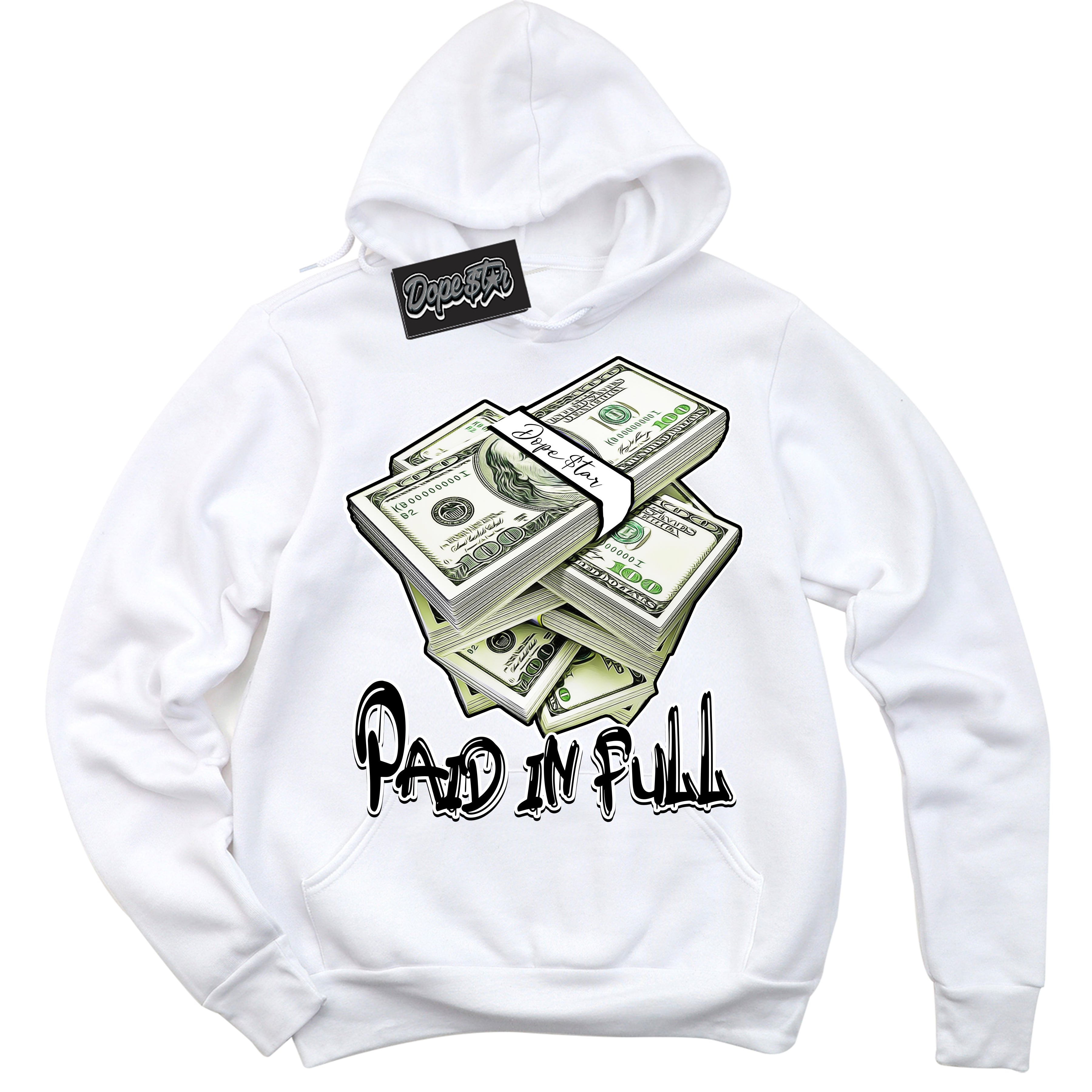 Cool White Hoodie with “Paid In Full” design that Perfectly Matches White Thunder 4s Jordans.