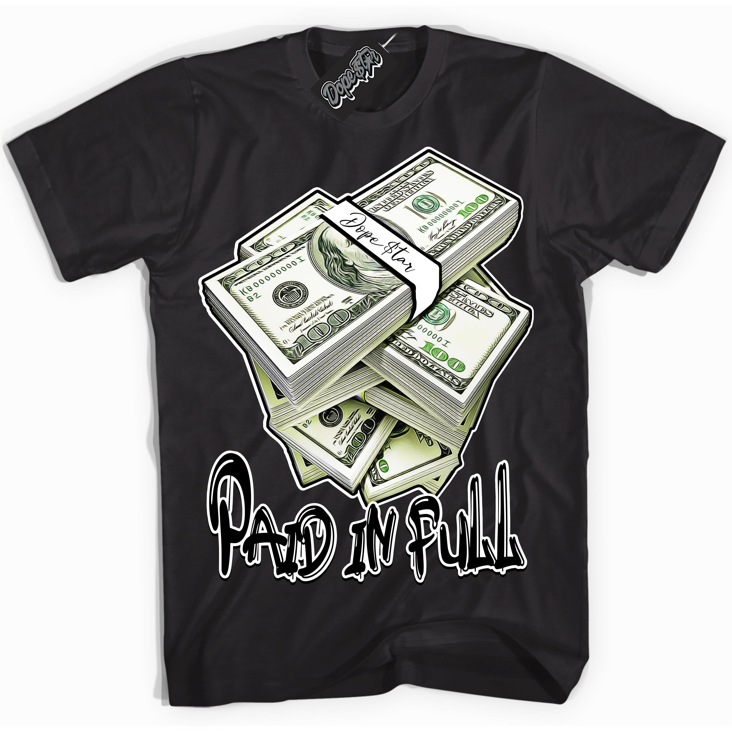 Cool Black Shirt with “Paid In Full” design that perfectly matches the White Thunder 4s Jordans.