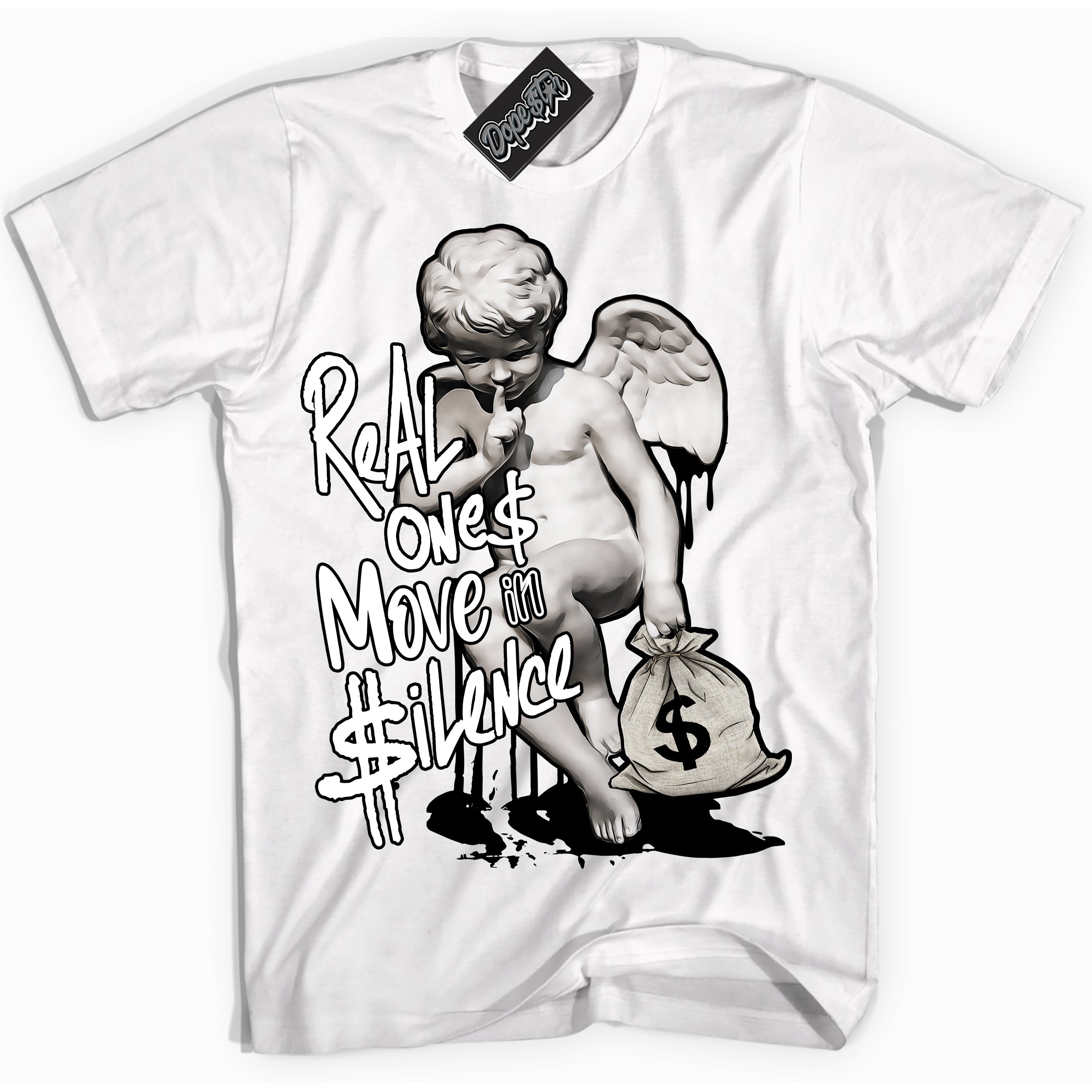 Cool White Shirt with “Real Ones Cherub” design that perfectly matches the White Thunder 4s Jordans.