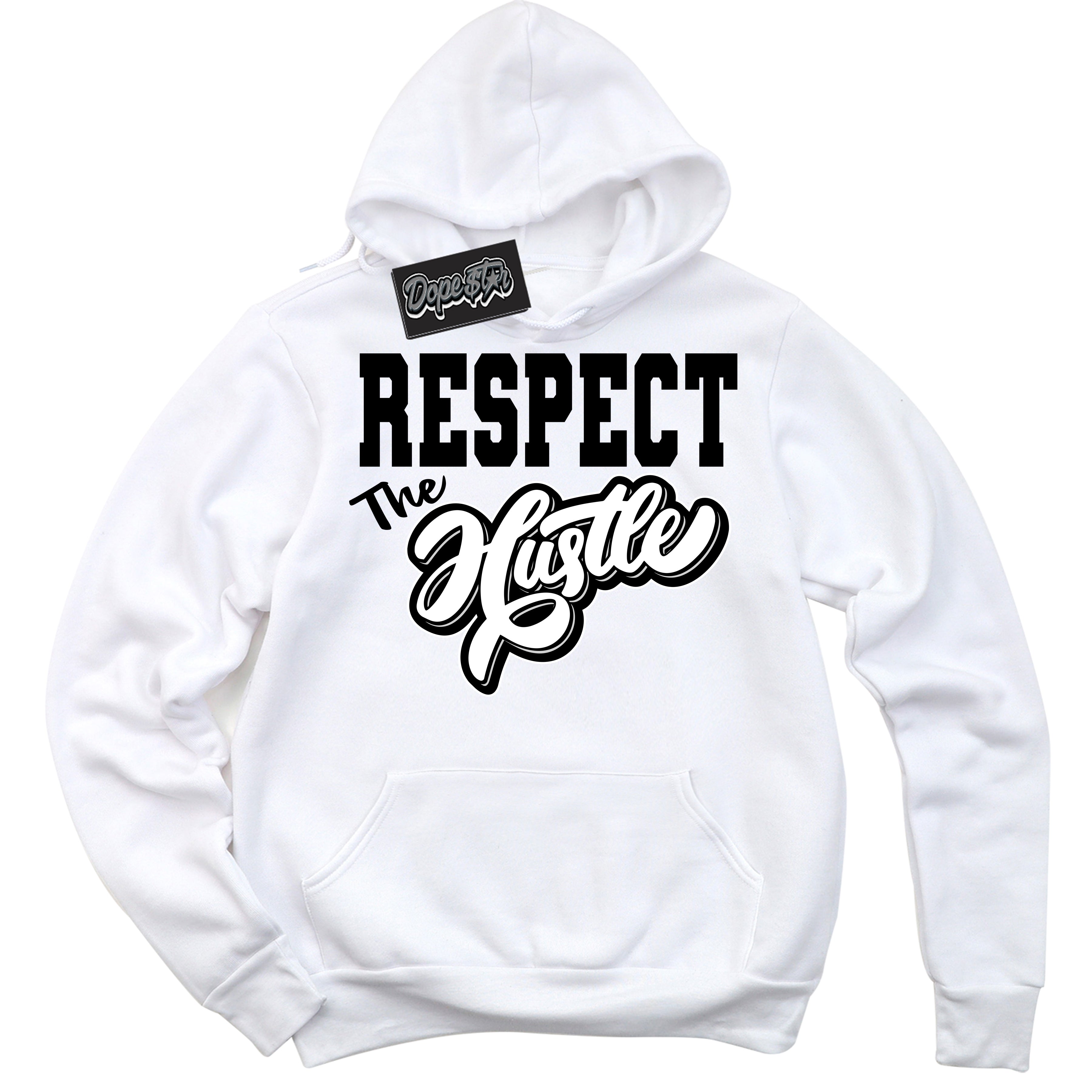 Cool White Hoodie with “Respect The Hustle” design that Perfectly Matches White Thunder 4s Jordans.