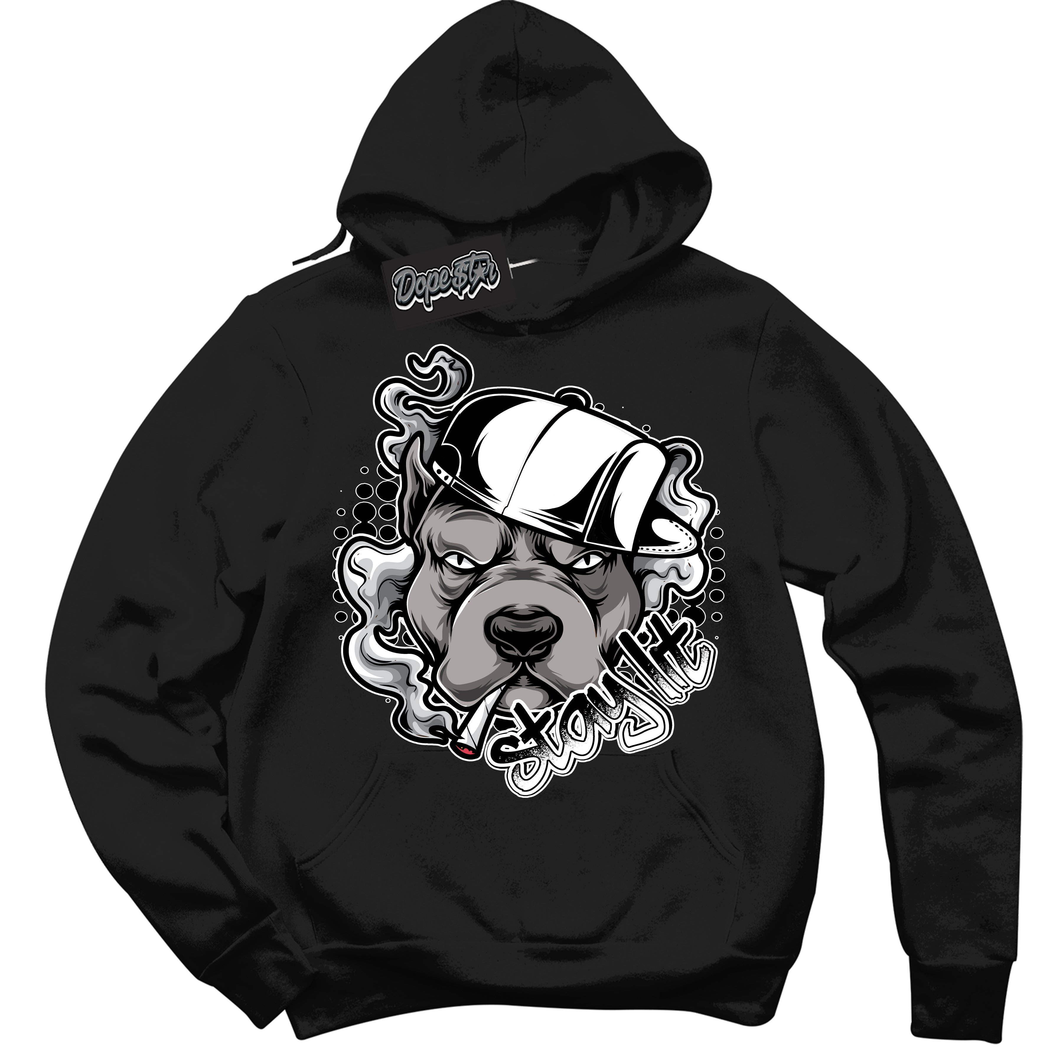 Cool Black Hoodie with “Stay Lit” design that Perfectly Matches White Thunder 4s Jordans.