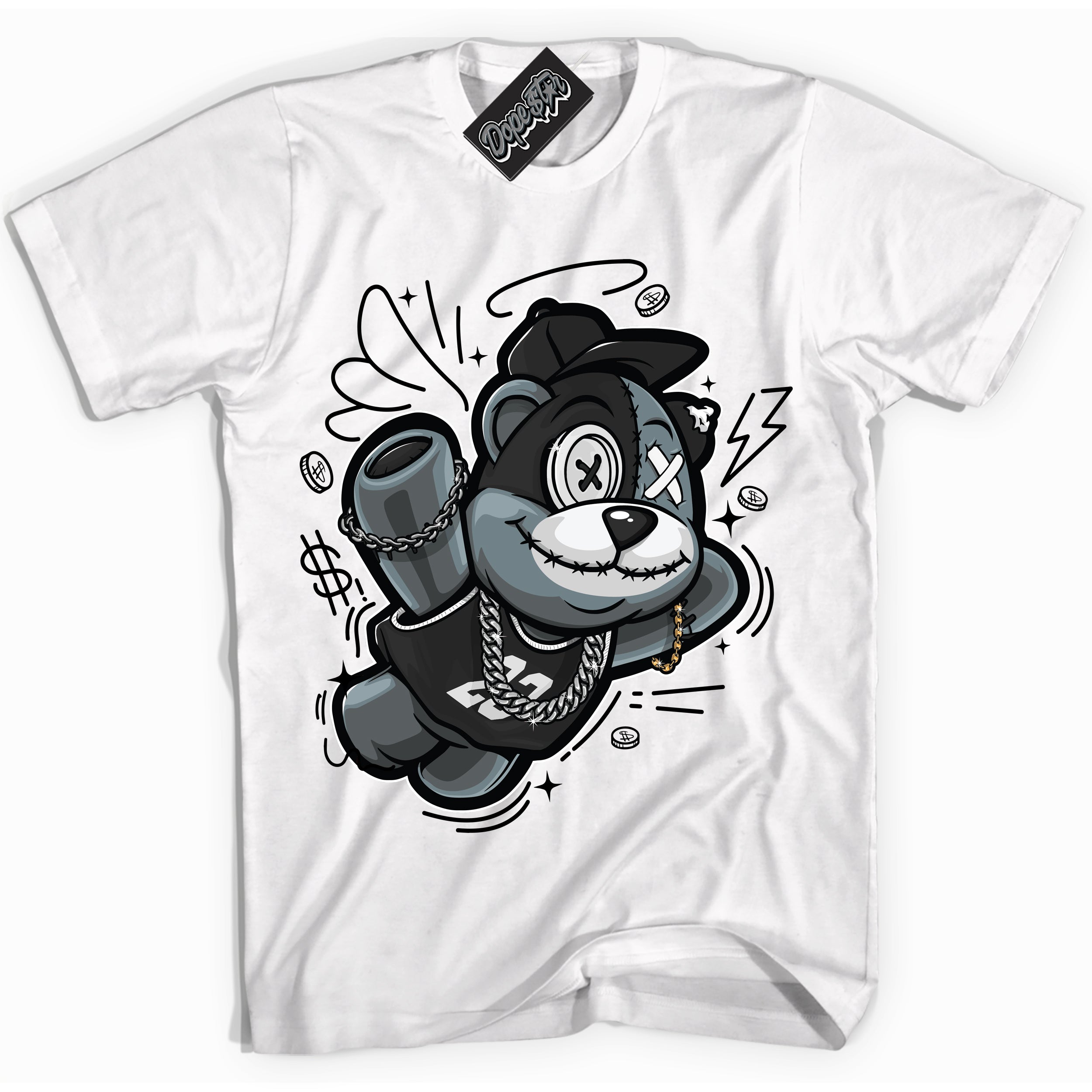 Cool White Shirt with “Slam Dunk Bear” design that perfectly matches the White Thunder 4s Jordans.