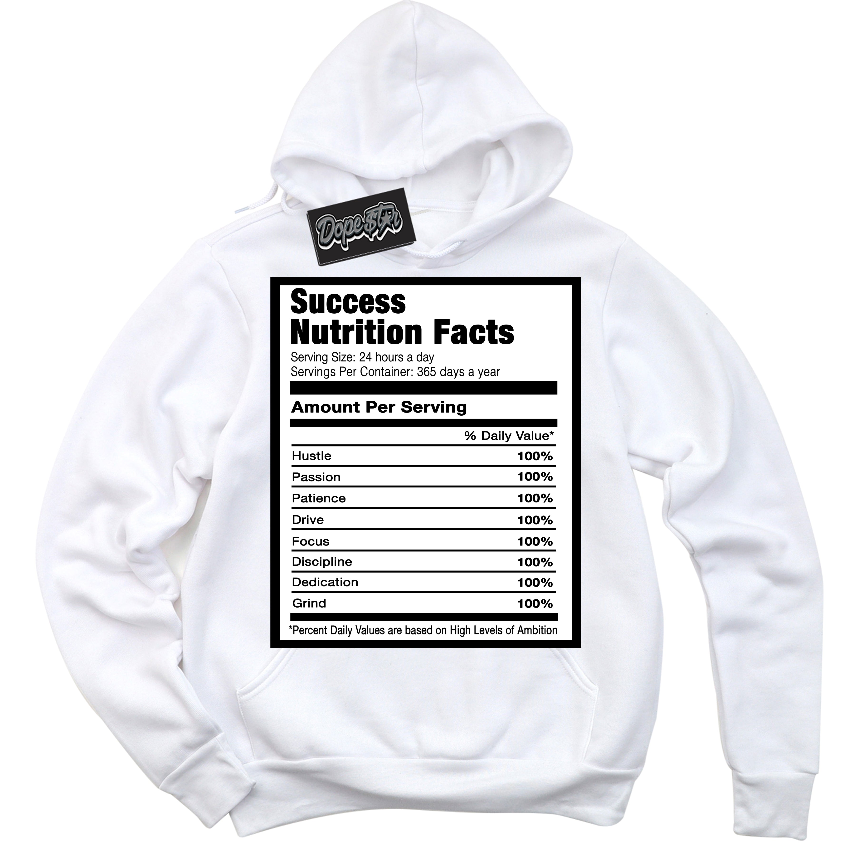 Cool White Hoodie with “Success Nutrition” design that Perfectly Matches White Thunder 4s Jordans.