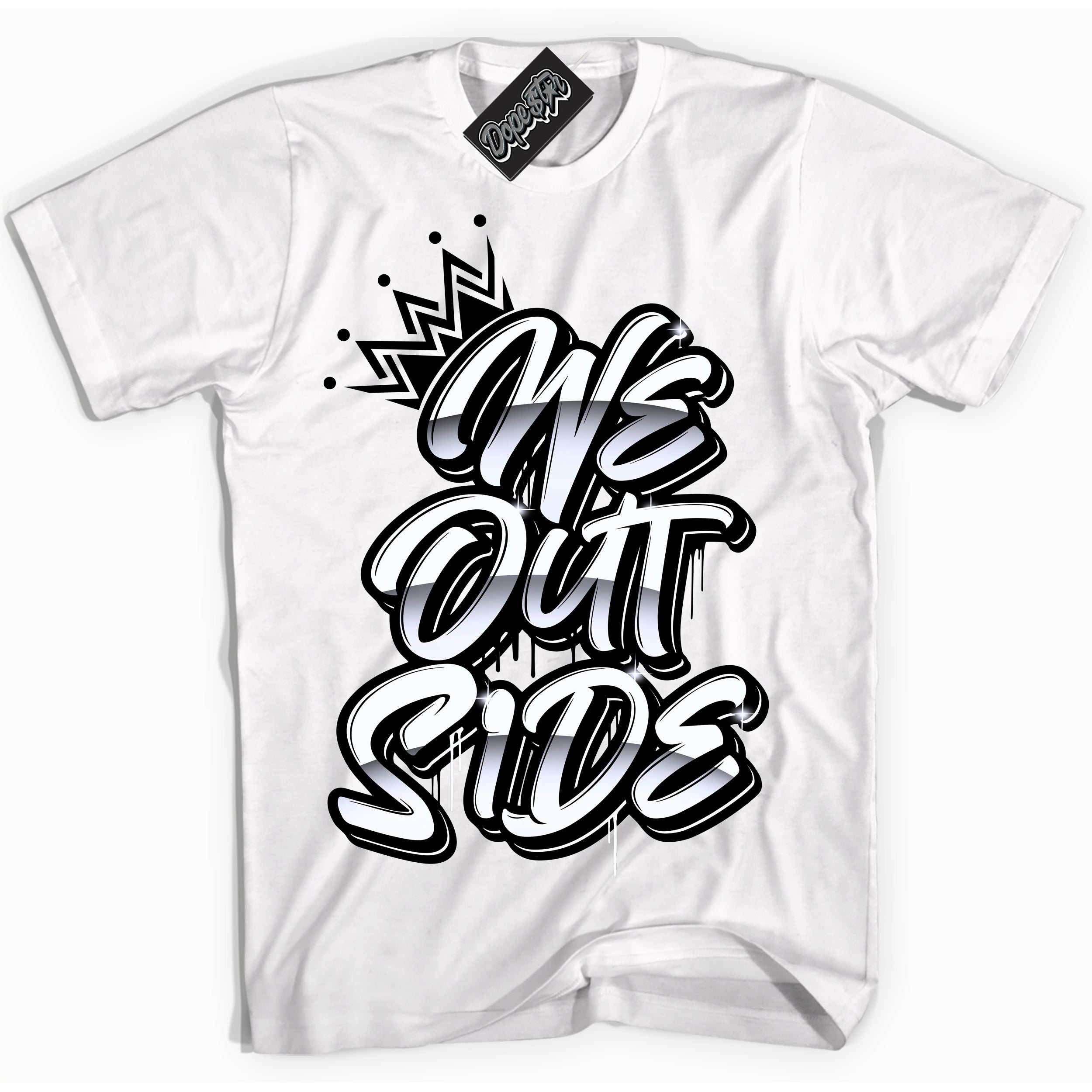 Cool White Shirt with “We Outside” design that perfectly matches the White Thunder 4s Jordans.