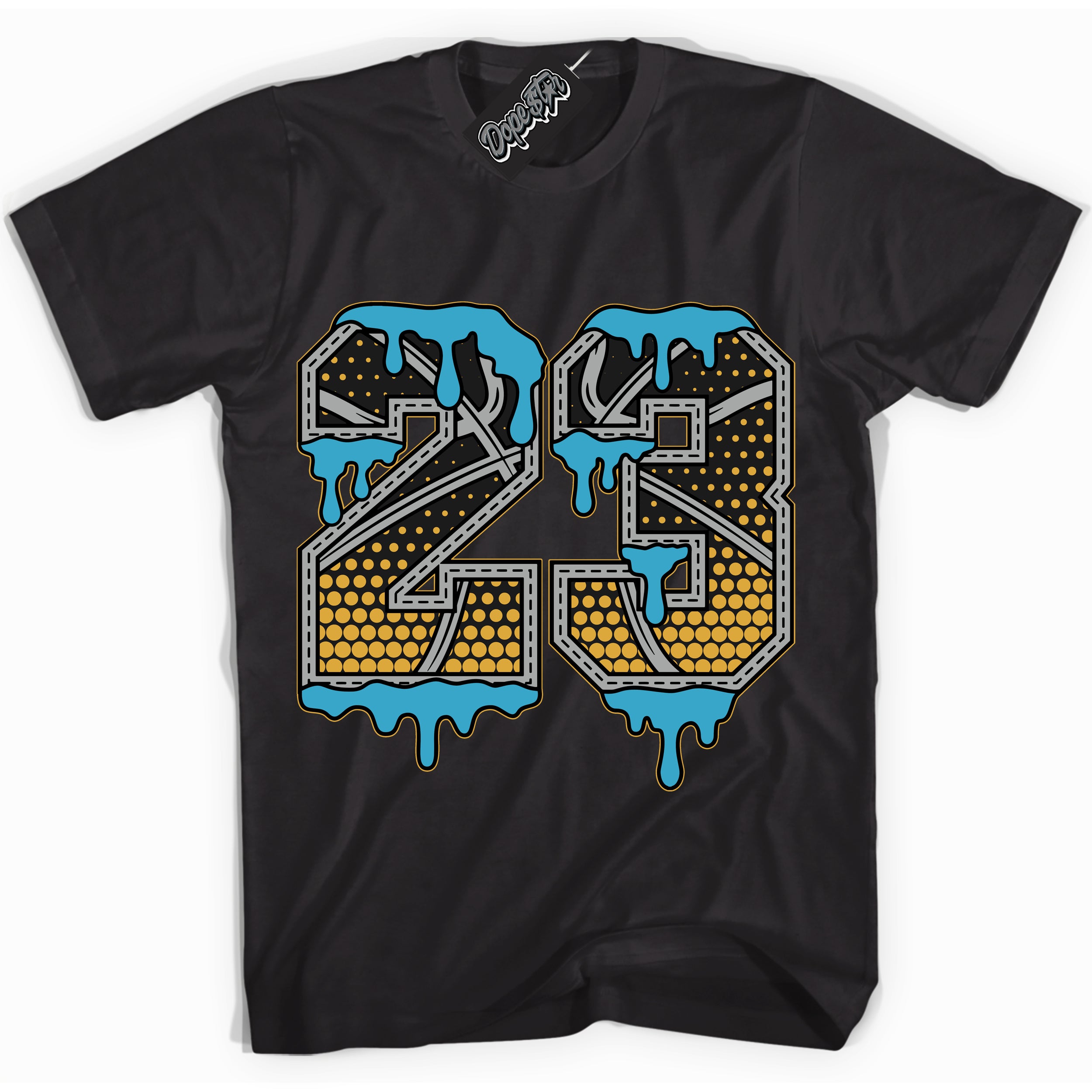 Cool Black Shirt with “ 23 Ball” design that perfectly matches Aqua 5s Sneakers.