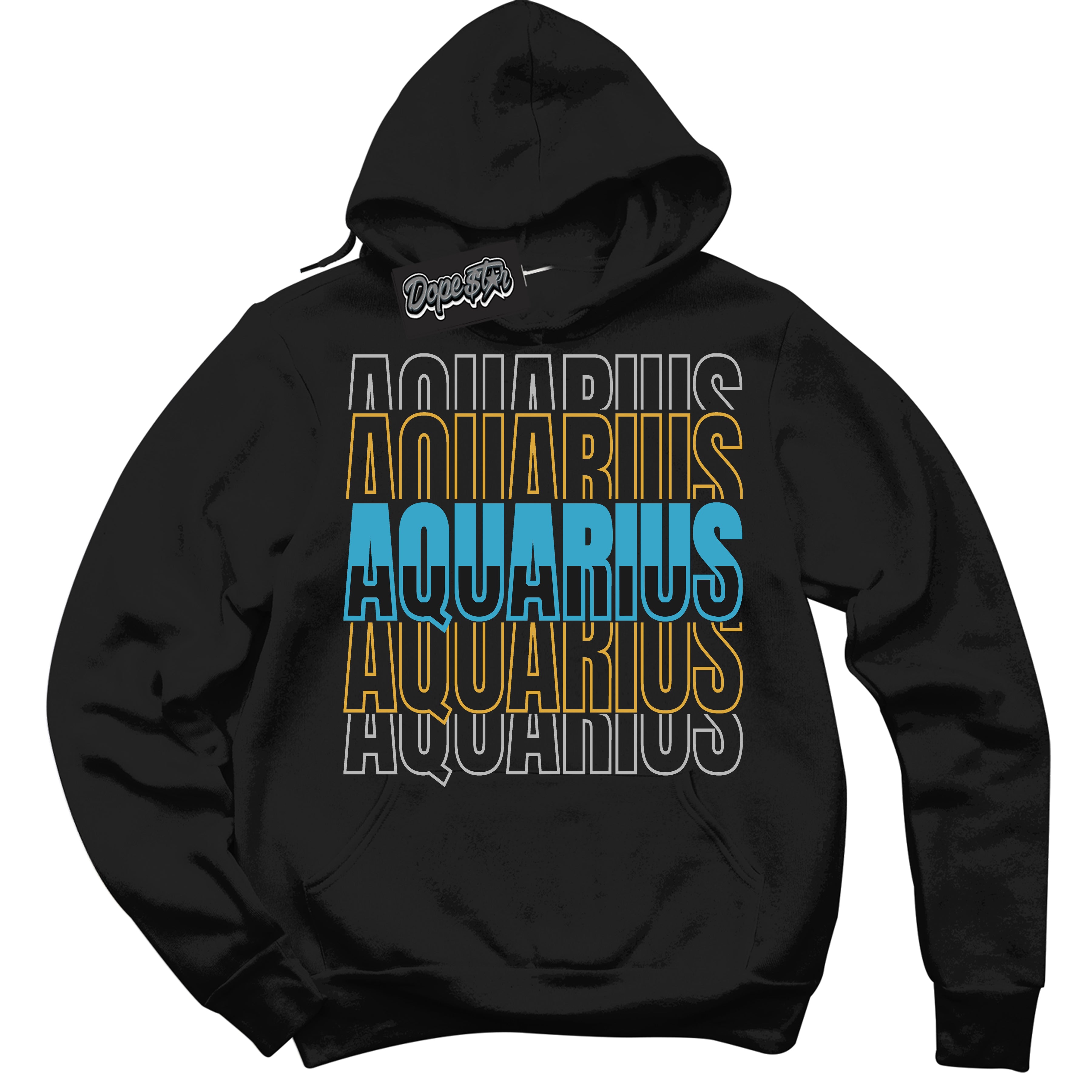 Cool Black Hoodie with “ Aquarius ”  design that Perfectly Matches Aqua 5s Sneakers.