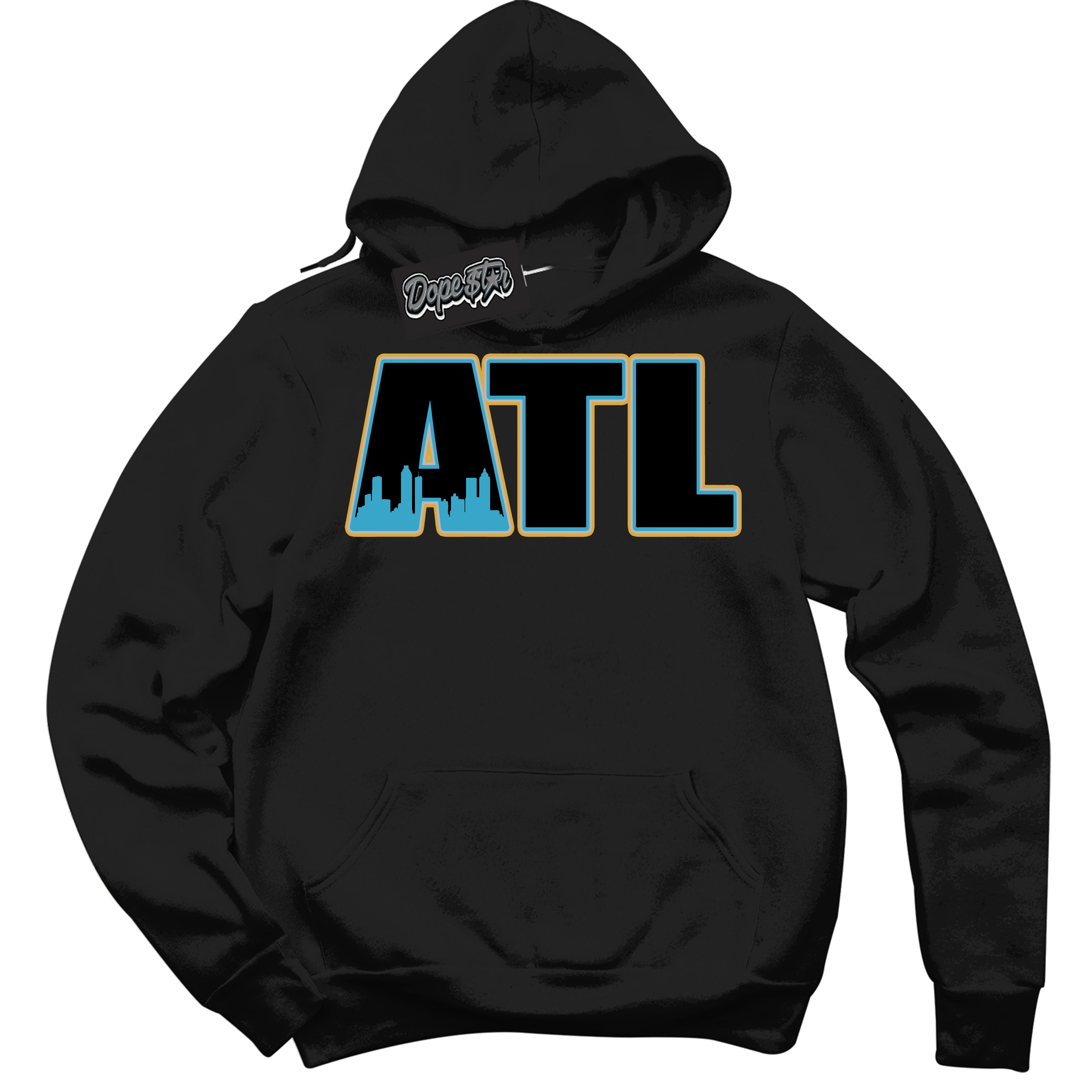 Cool Black Hoodie with “ Atlanta ”  design that Perfectly Matches Aqua 5s Sneakers.