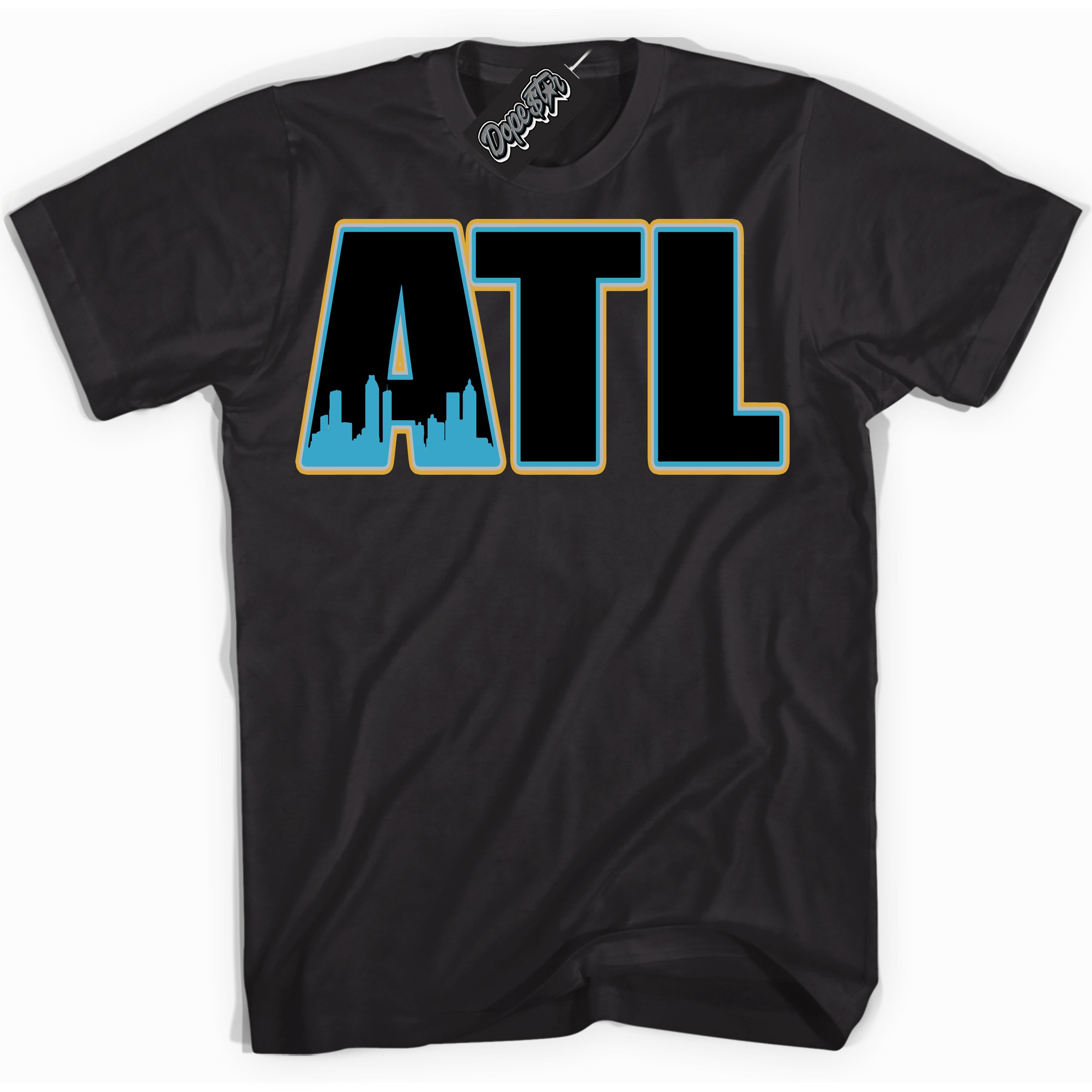 Cool Black Shirt with “ Atlanta” design that perfectly matches Aqua 5s Sneakers.
