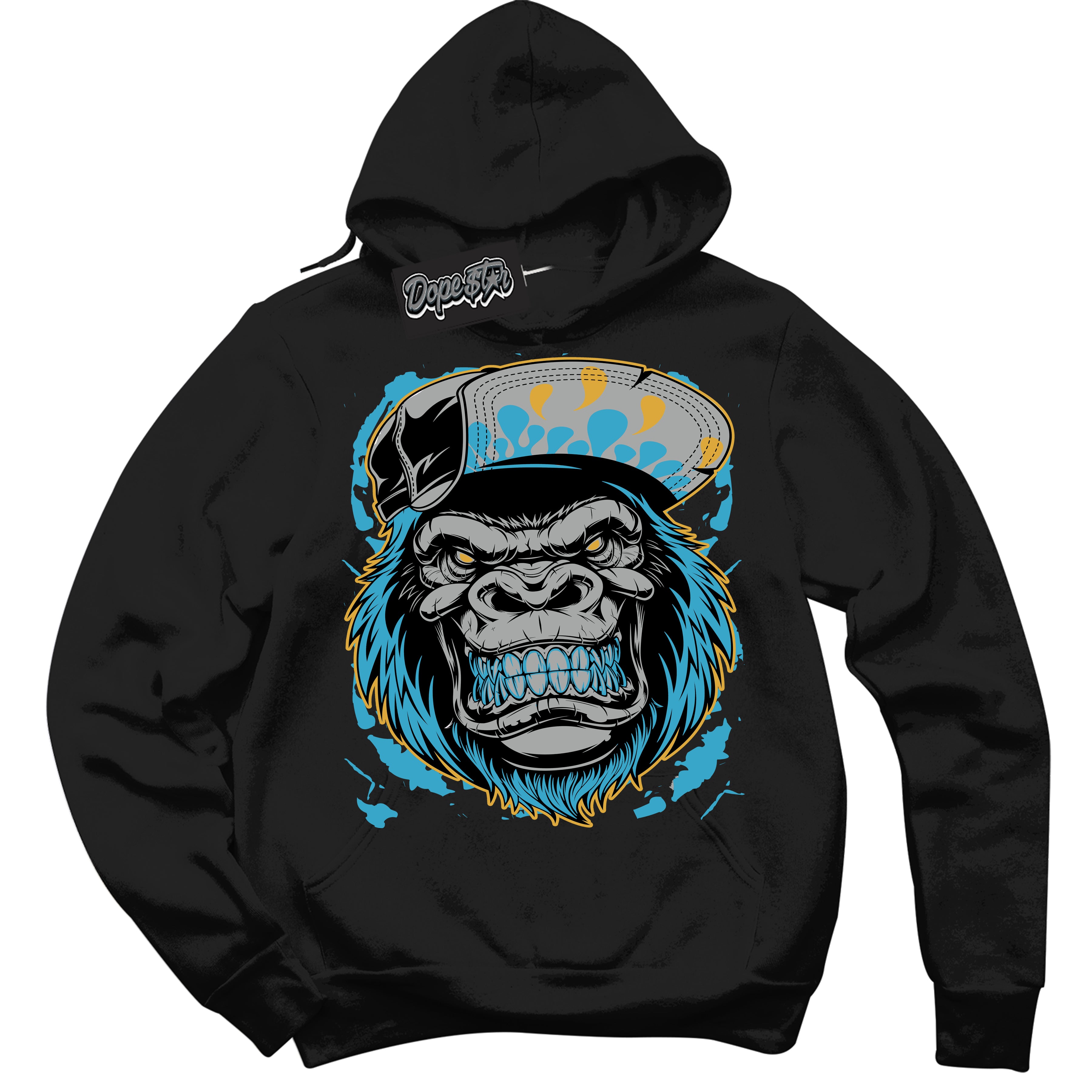 Cool Black Hoodie with “ Gorilla Beast ”  design that Perfectly Matches Aqua 5s Sneakers.