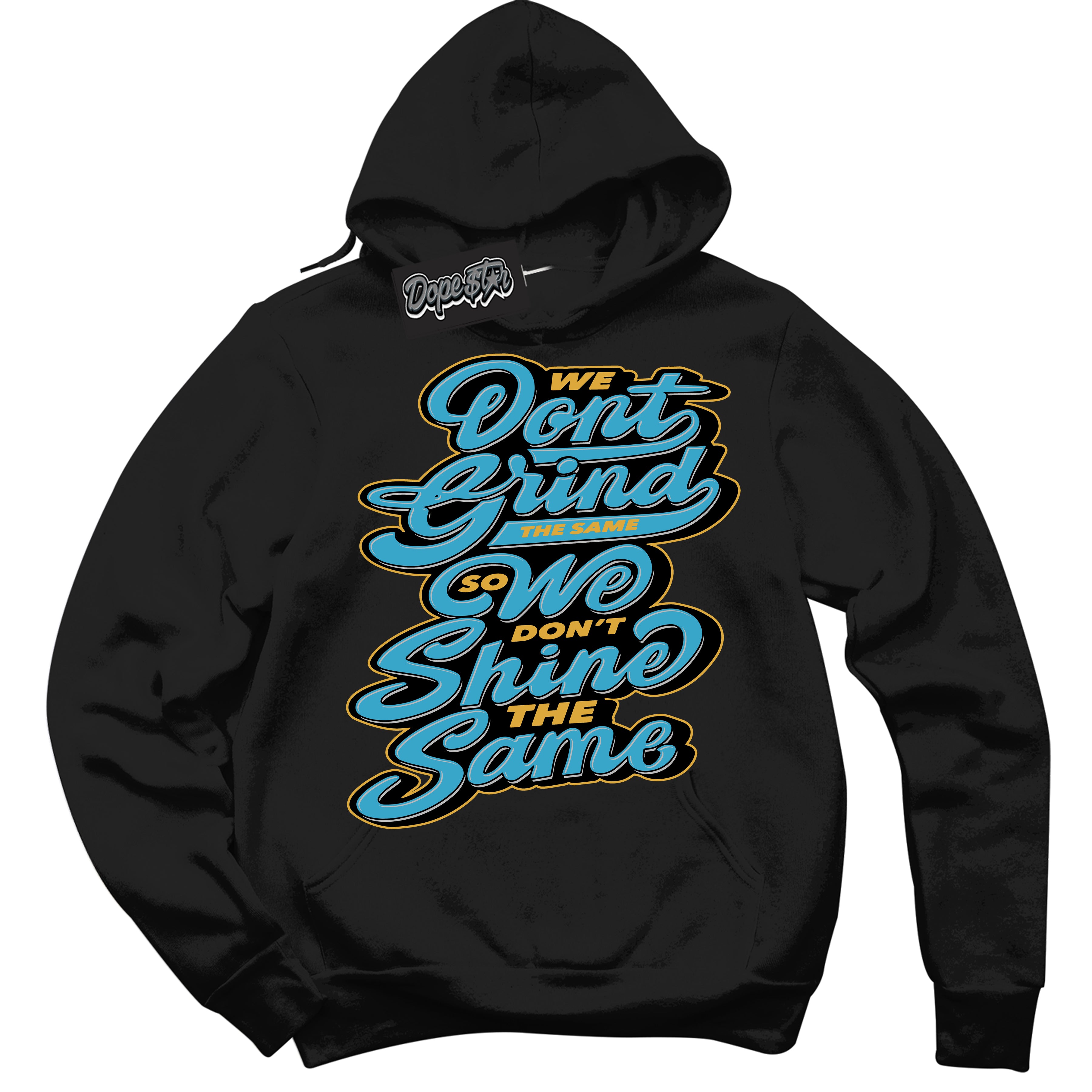 Cool Black Hoodie with “ Grind Shine ”  design that Perfectly Matches Aqua 5s Sneakers.