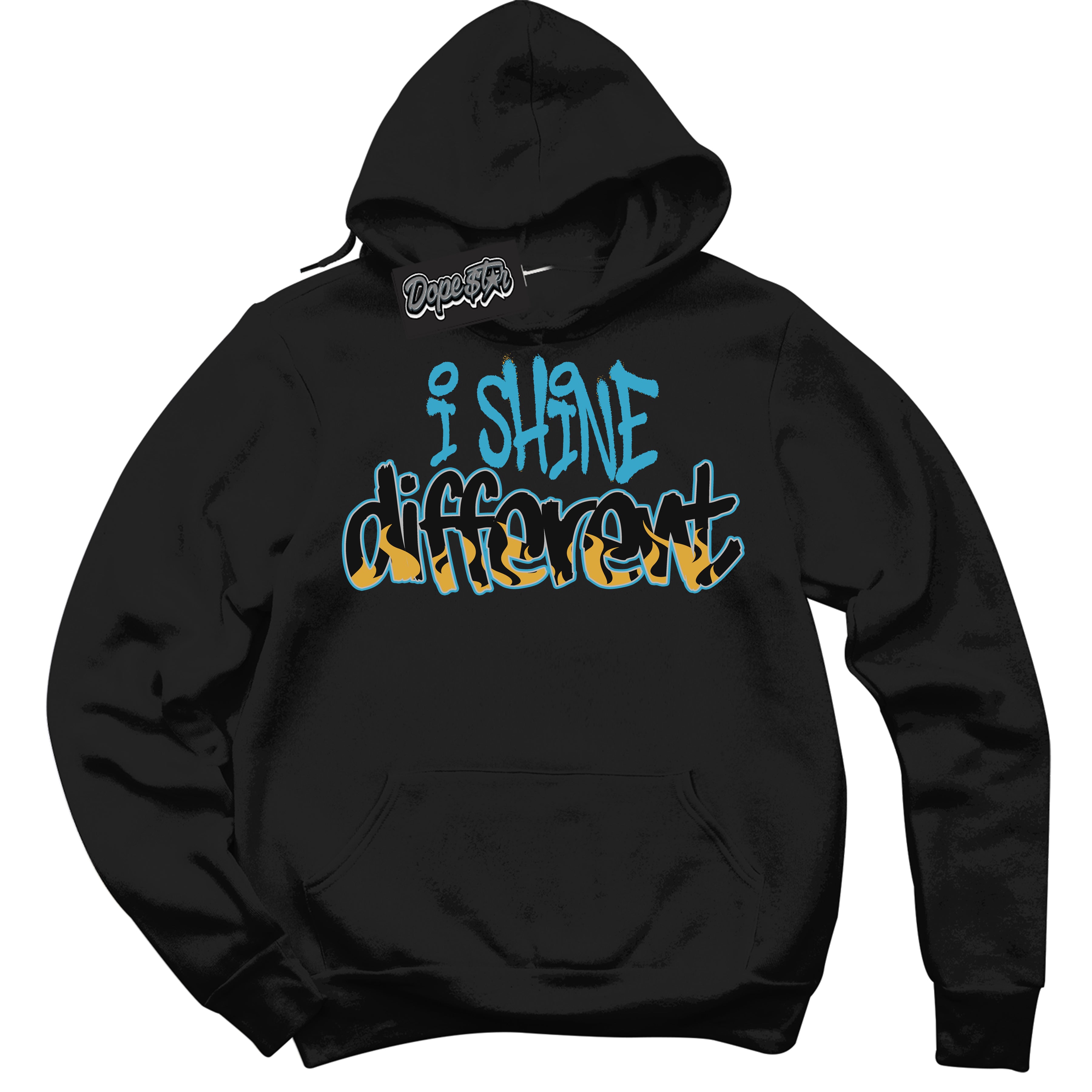 Cool Black Hoodie with “ I Shine Different ”  design that Perfectly Matches Aqua 5s Sneakers.