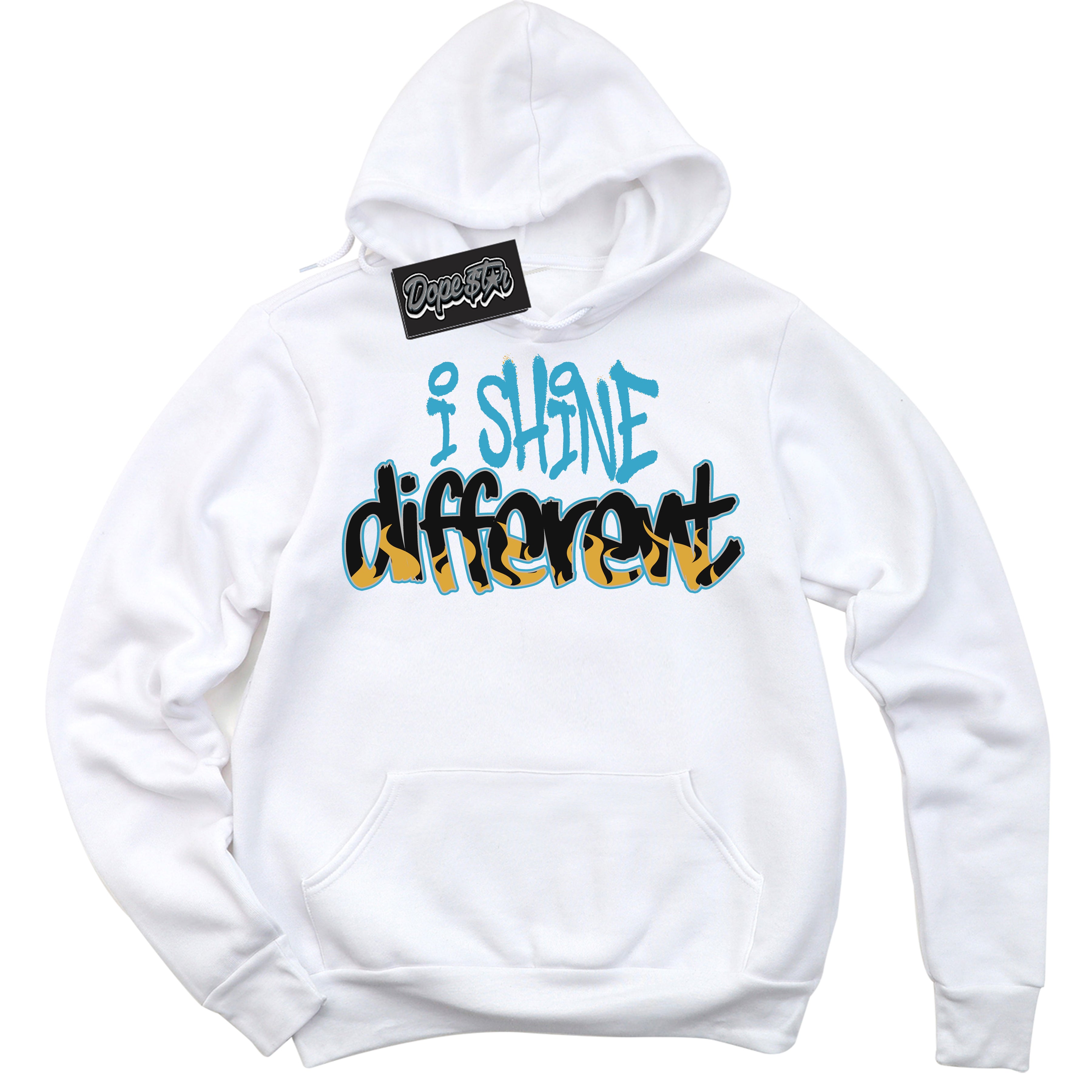 Cool White Hoodie with “ I Shine Different ”  design that Perfectly Matches Aqua 5s Sneakers.