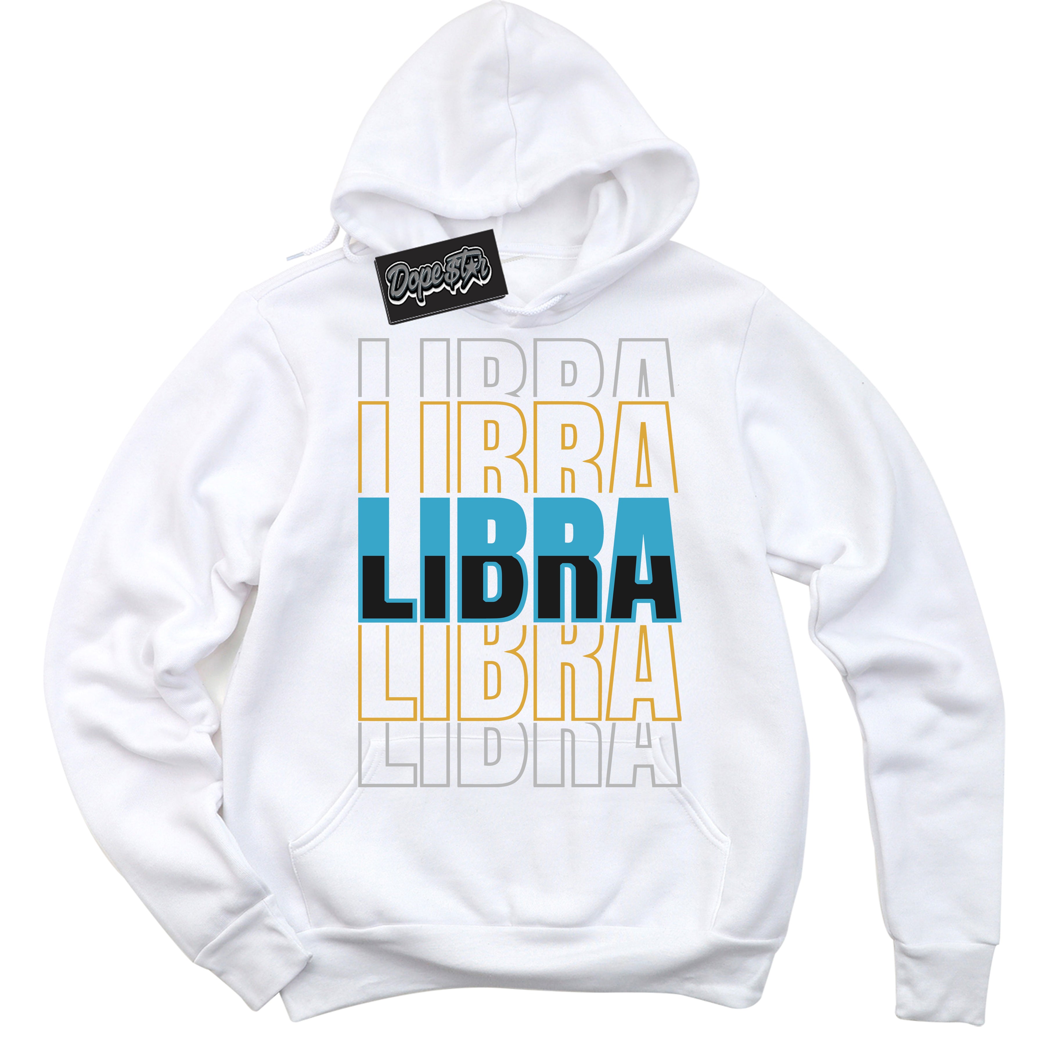 Cool White Hoodie with “ Libra ”  design that Perfectly Matches Aqua 5s Sneakers.