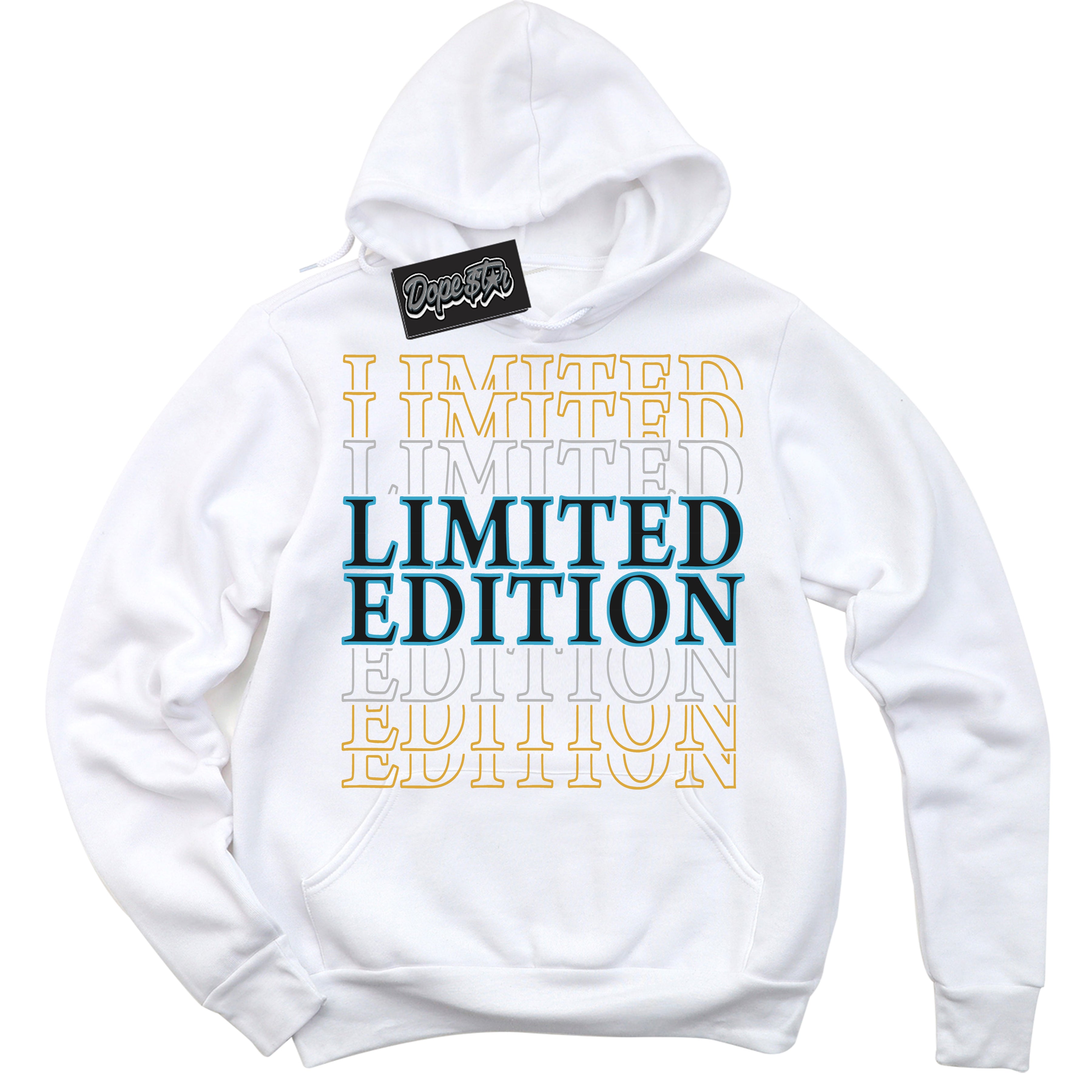 Cool White Hoodie with “ Limited Edition ”  design that Perfectly Matches Aqua 5s Sneakers.