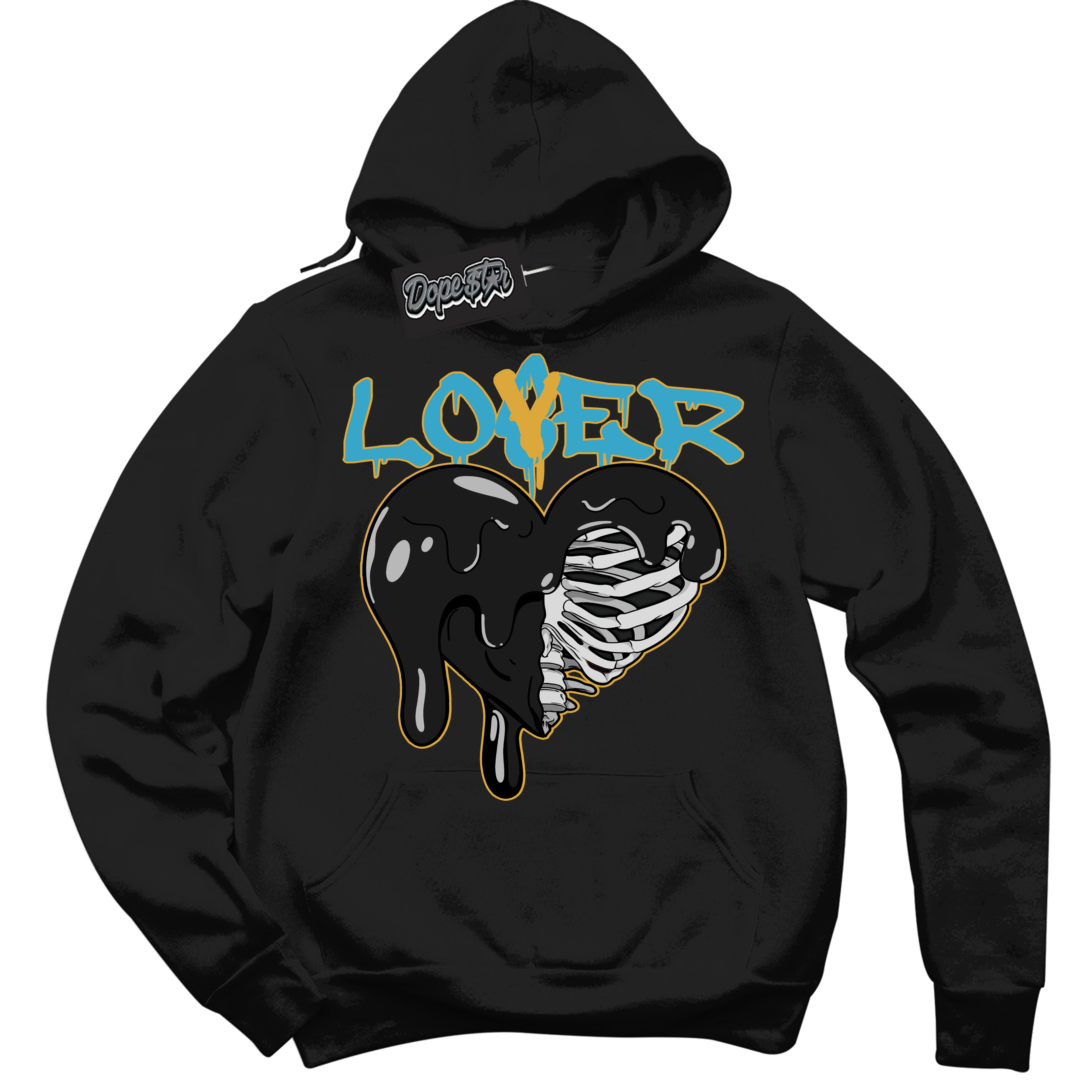 Cool Black Hoodie with “ Lover Loser ”  design that Perfectly Matches Aqua 5s Sneakers.