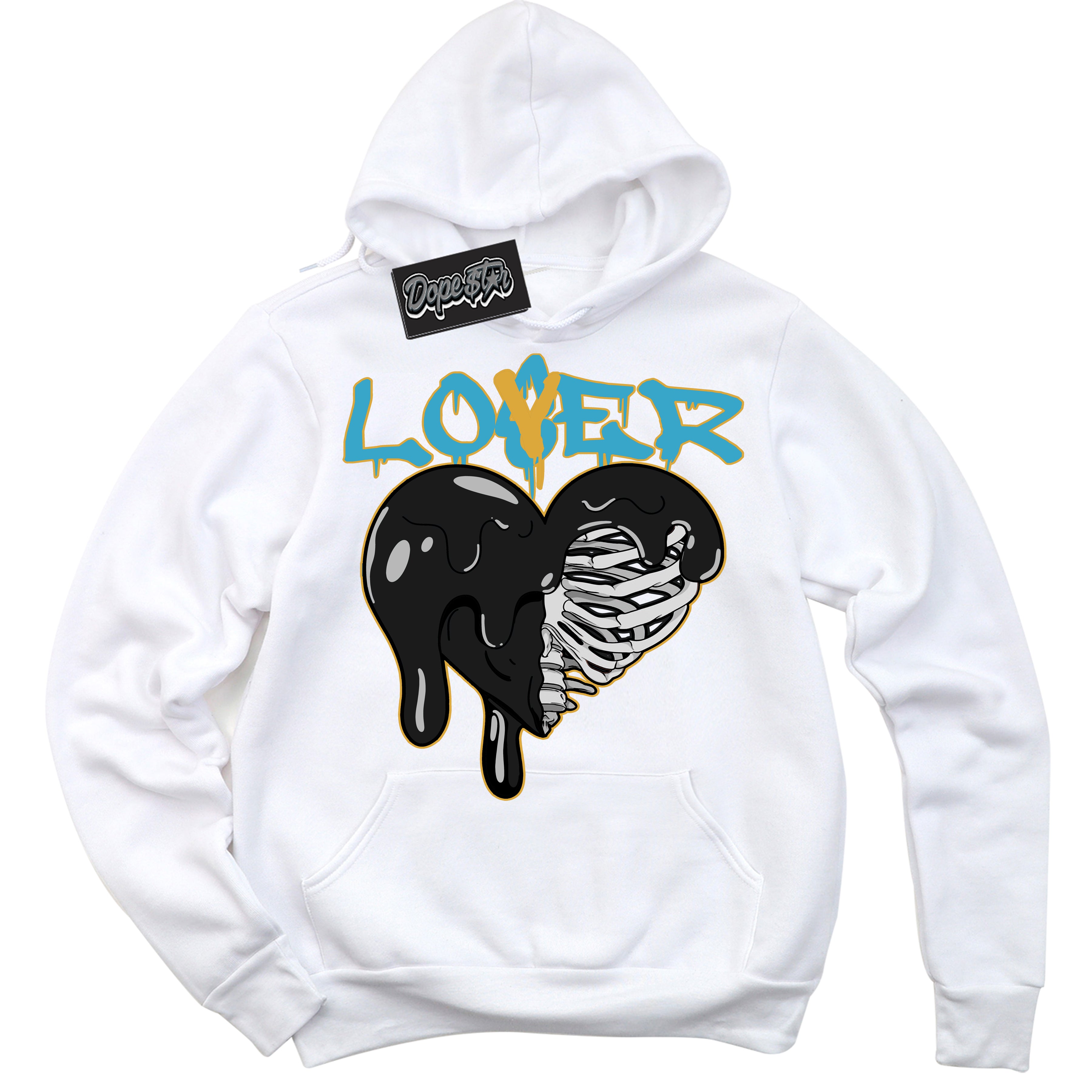 Cool White Hoodie with “ Lover Loser ”  design that Perfectly Matches Aqua 5s Sneakers.