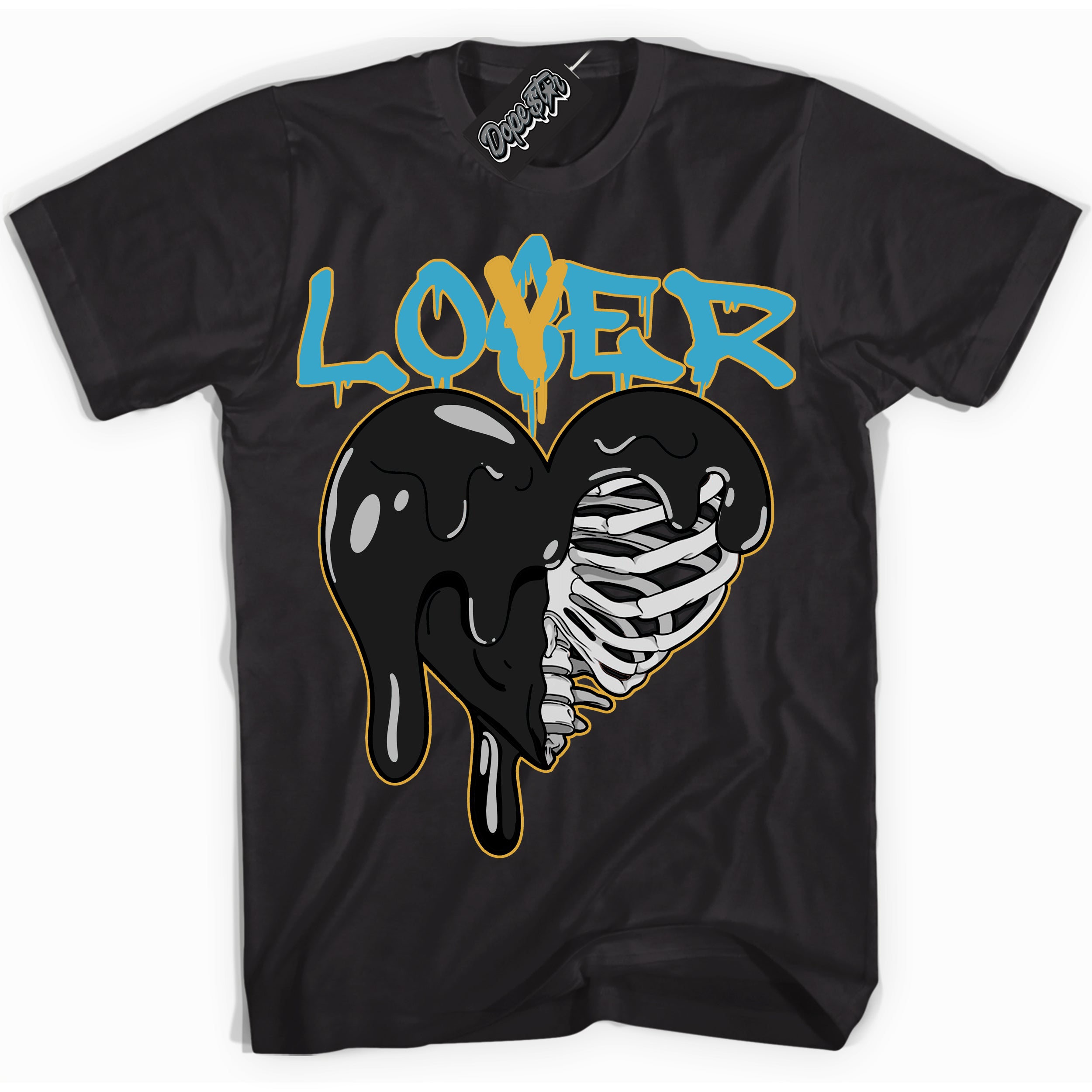 Cool Black Shirt with “ Lover Loser” design that perfectly matches Aqua 5s Sneakers.