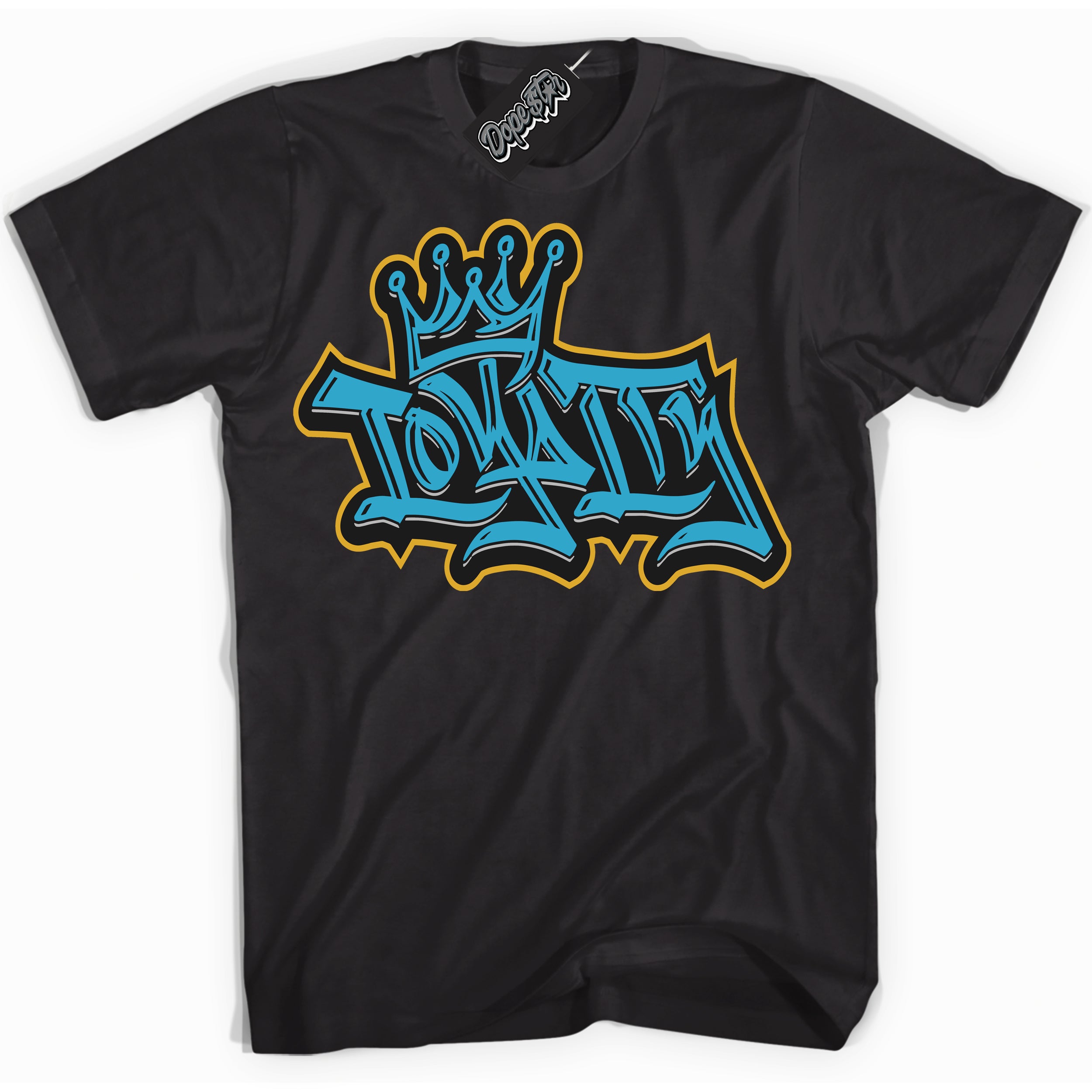 Cool Black Shirt with “ Loyalty Crown” design that perfectly matches Aqua 5s Sneakers.