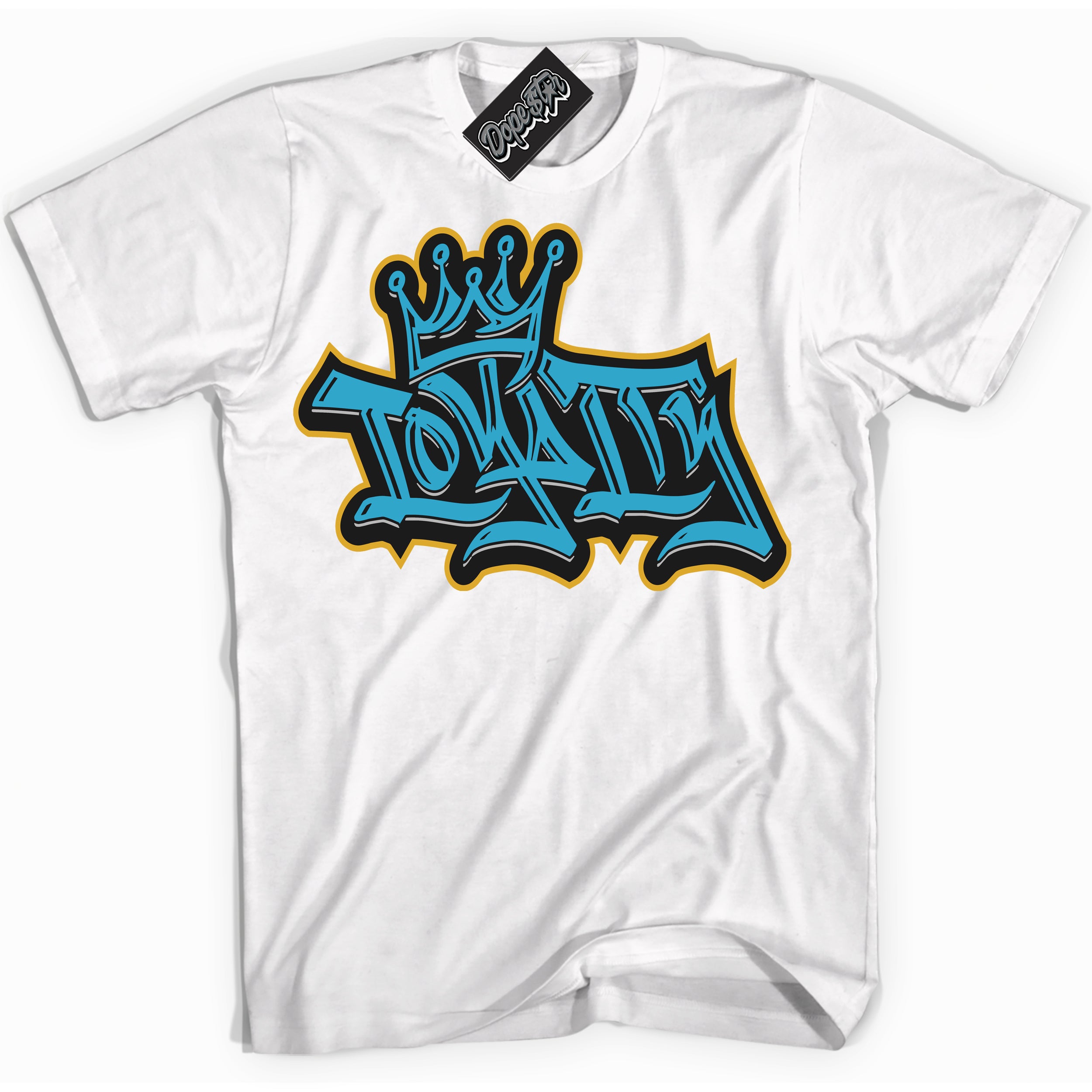 Cool White Shirt with “ Loyalty Crown” design that perfectly matches Aqua 5s Sneakers.