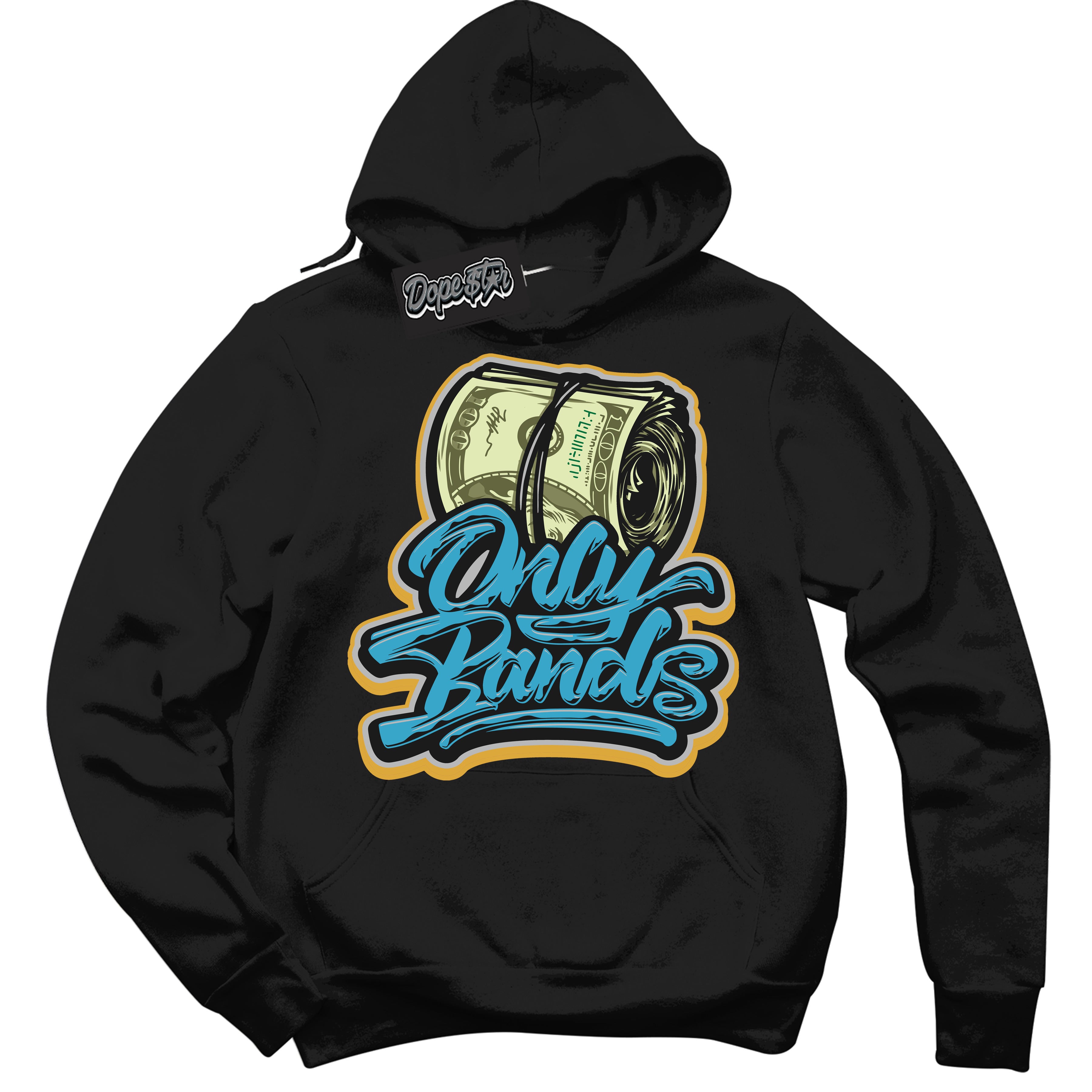 Cool Black Hoodie with “ Only Bands ”  design that Perfectly Matches Aqua 5s Sneakers.